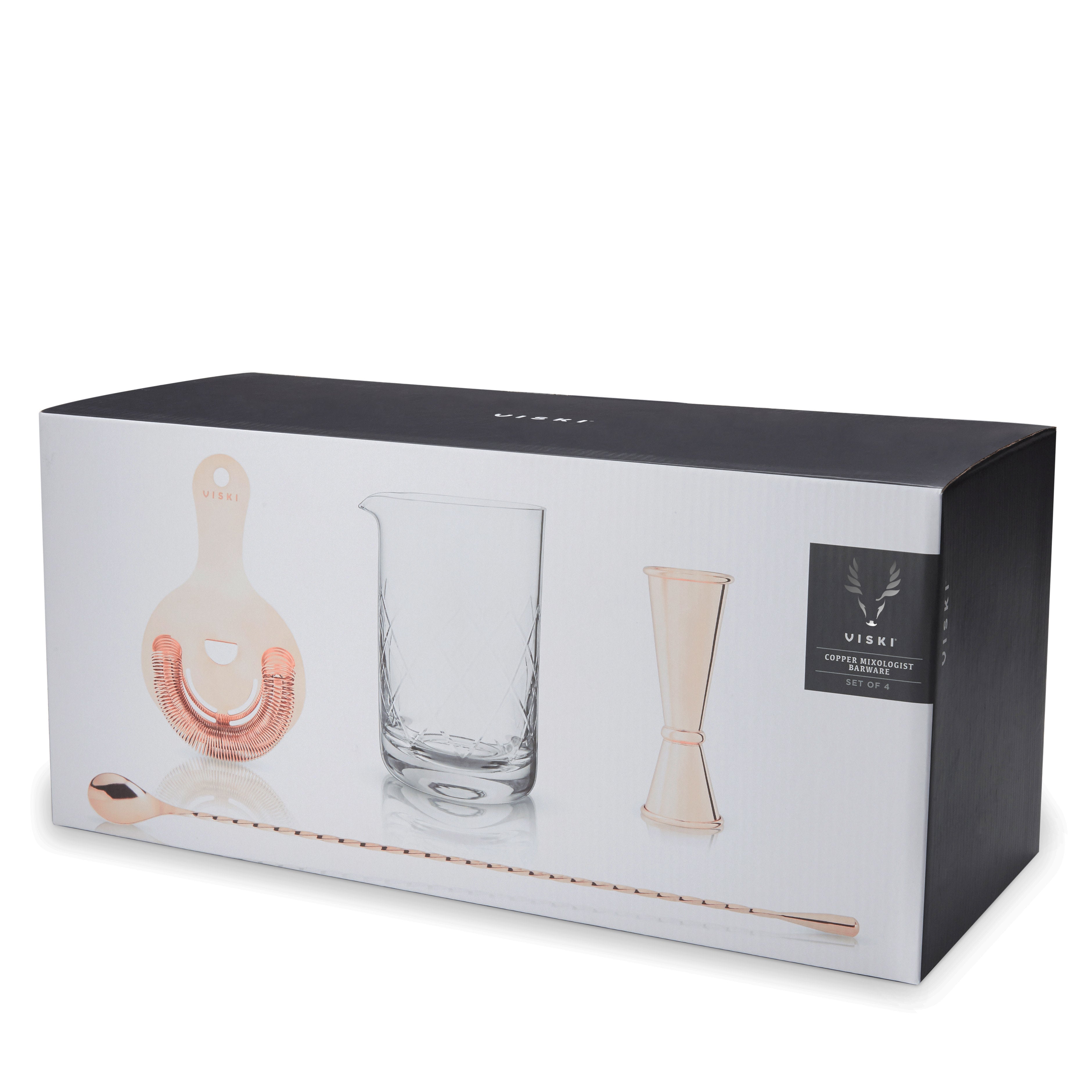 Premium 4-Piece Summit Barware Set - Cocktail Shaker, Jigger, Strainer & Spoon - Perfect for Home Bars, Mixology & Entertaining