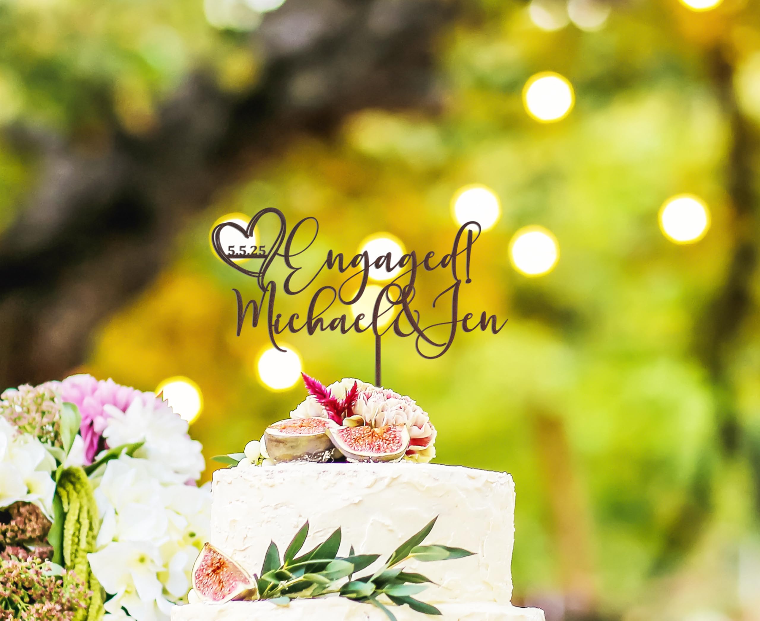 Rustic Engagement Cake Topper - 'We're Engaged' Wedding Cake Decor for Bridal Showers & Engagement Parties | Perfect for DIY Wedding Cakes, Anniversary Celebrations & Romantic Proposals