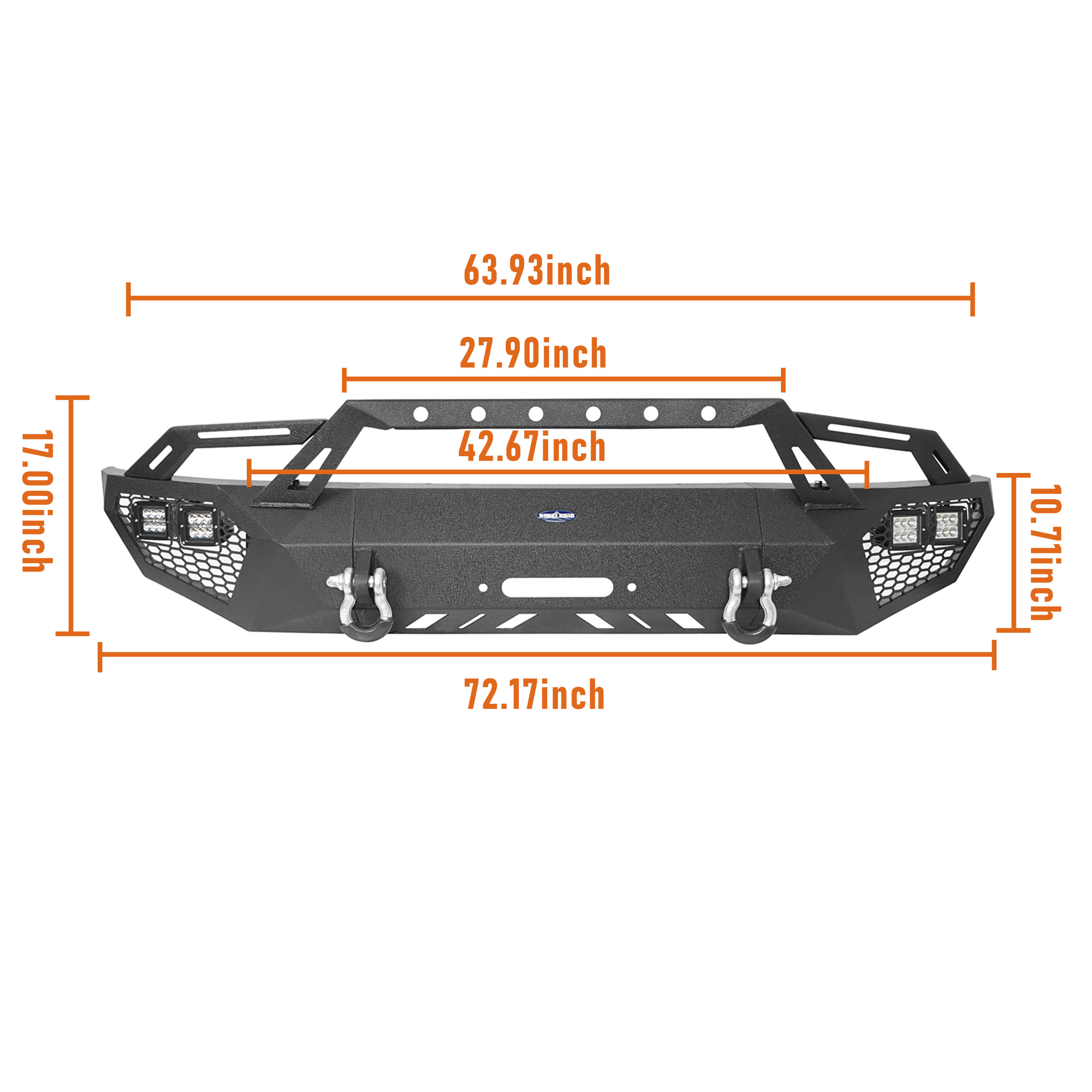 Full Width Front Bumper with Grill Guard for 2009-2014 Ford F-150 (Excluding Raptor) - Heavy Duty Off-Road Protection for Truck Adventures