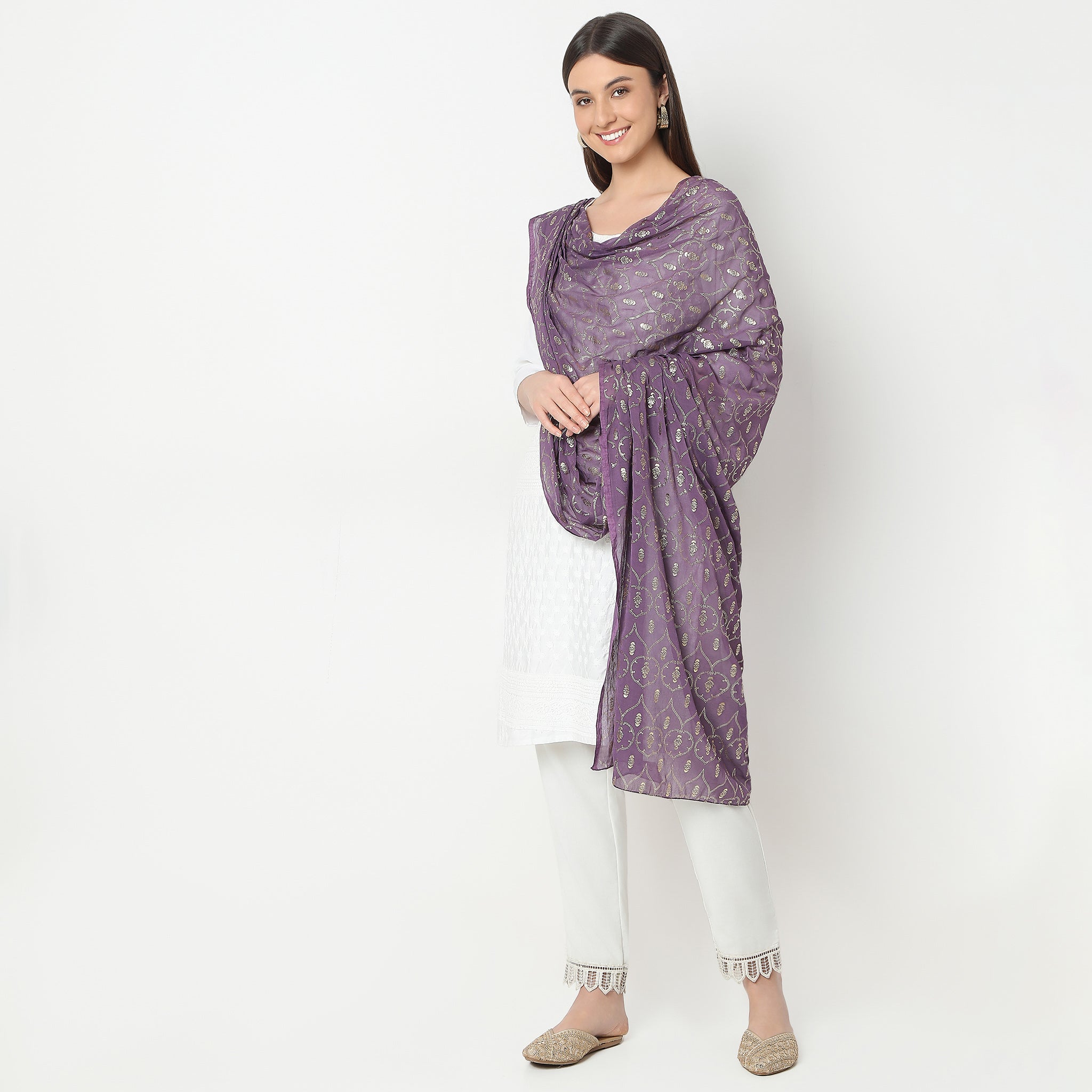 Elegant Nylon Printed Dupatta Scarf - Lightweight & Stylish Women's Fashion Accessory for Parties, Weddings & Festivals