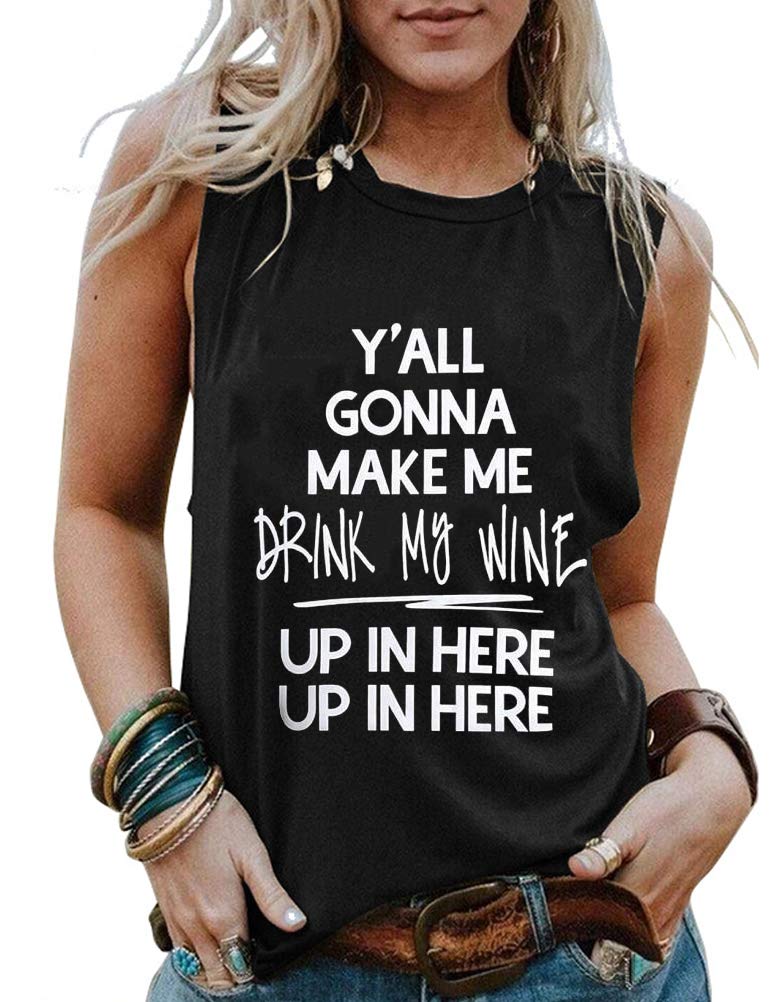 YourTops Women's Funny Wine Lover Sleeveless Tank Top - Comfortable Casual Summer T-Shirt for Wine Parties, Girls Night Out & Vacation