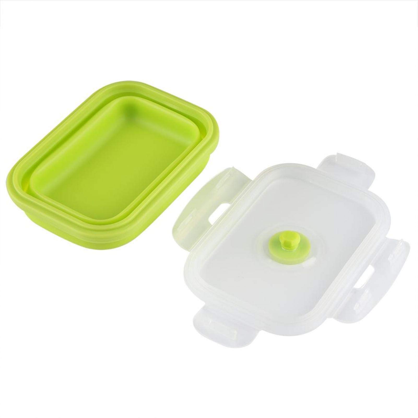 Microwave Silicone Bento Box for Picnic & Camping Food Storage (Green)