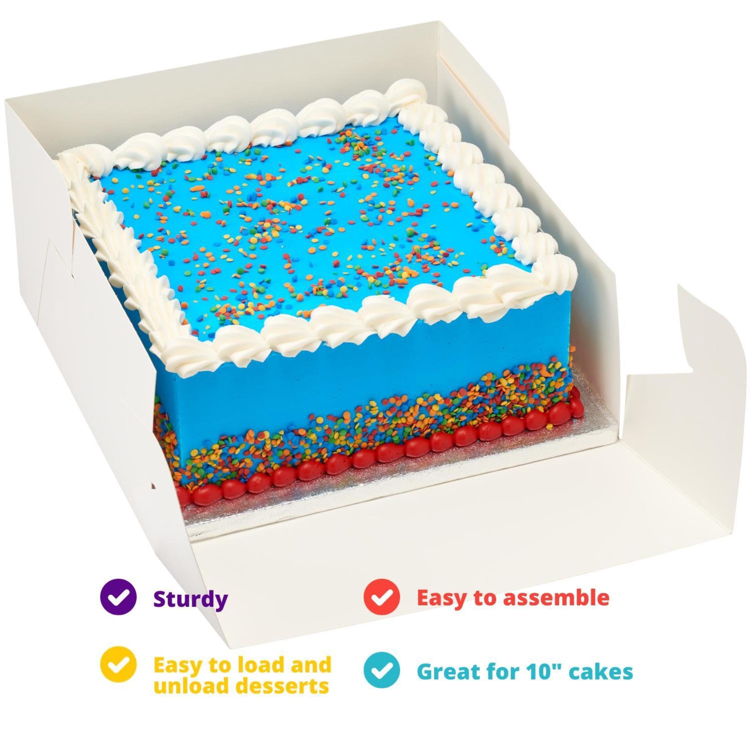 DecoPac 12 Inch Square Silver Cake Drum Board & White Bakery Box Set - Perfect for Wedding Cakes, Birthday Desserts, Pies & Cookie Transport | Durable Cake Plate & Matching Box for Professional Bakers & Home Bakers