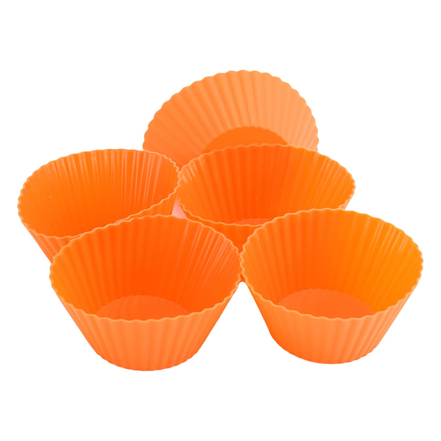 Utoolmart Reusable Silicone Baking Cups - 5-Piece Non-Stick Orange Cupcake Molds for Halloween, Christmas & Party Baking | Perfect for Muffins, Cupcakes & Dessert Displays