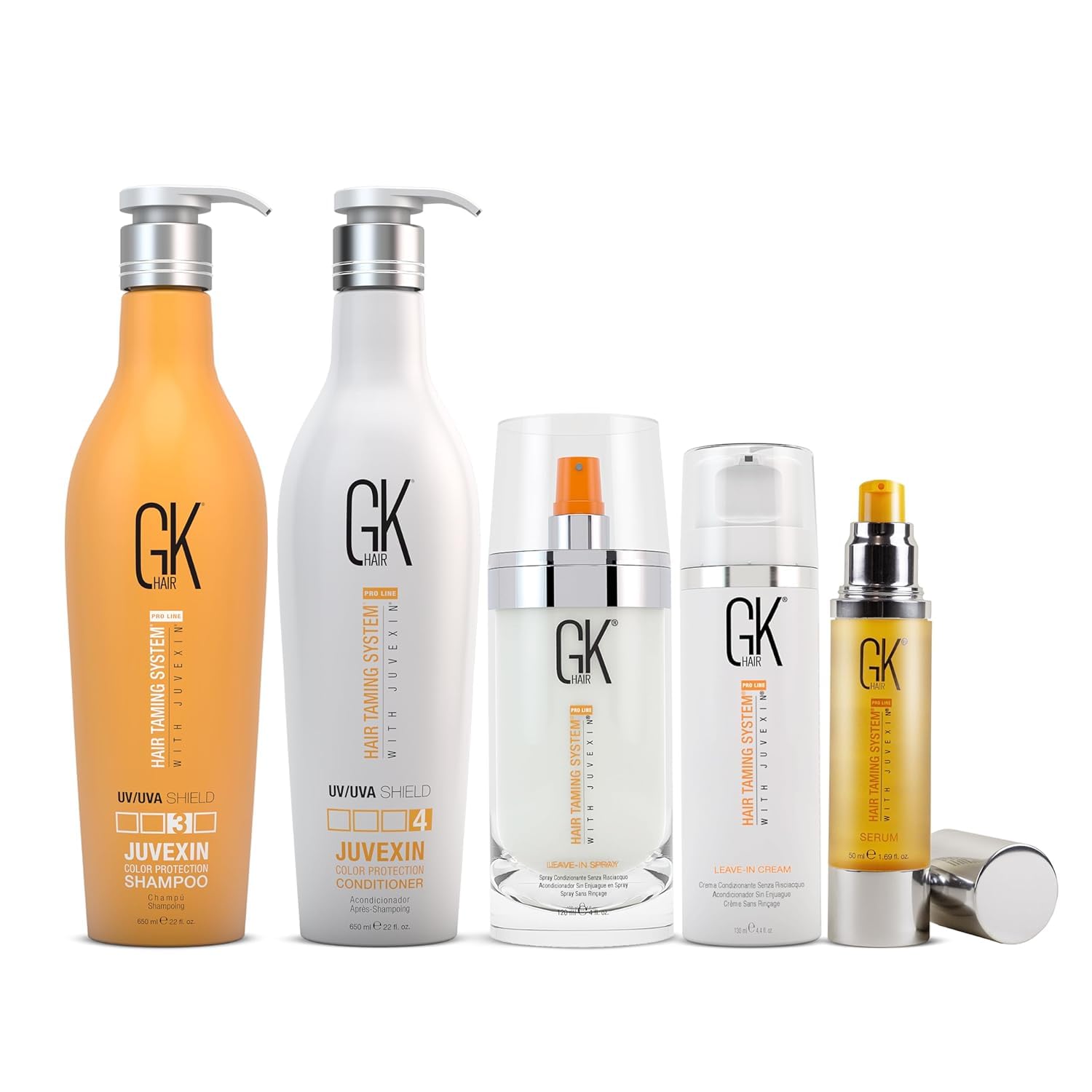 GK HAIR Shield Shampoo & Conditioner Set with Smoothing Serum, Leave-In Detangler Spray & Conditioner Cream - Complete Hair Care Kit for Smooth, Healthy, Frizz-Free Hair - Perfect for Daily Use, Salon-Quality Results at Home, Dry & Damaged Hair Repair