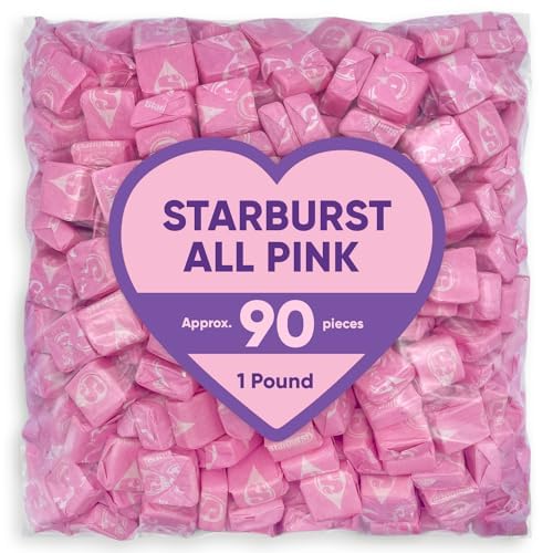 Strawberry Chewy Candy - 1 Pound Bulk Individually Wrapped Pink Candies (Approx 90 Pieces) - Sweet Snacks for Kids & Adults - Perfect for Christmas Candy Buffets, Party Favors, and Holiday Decorations