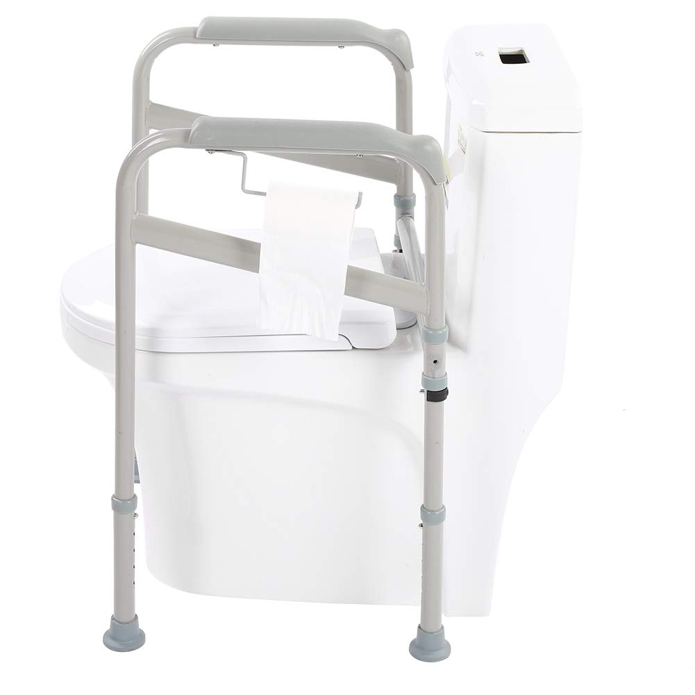 Ejoyous Adjustable Height Toilet Safety Rail (65-86cm) - Non-Slip Bathroom Handrail for Elderly & Disabled - Waterfall Design Armrest for Home Use - Perfect for Bathroom Safety & Mobility Assistance
