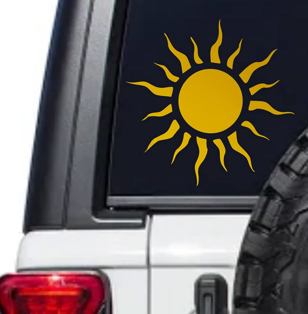 5.5x5.5 Inch Tribal Sun Yellow Vinyl Decal Sticker - Waterproof & UV Resistant for Cars, Trucks, Jeep, SUVs, Vans, Laptops, Walls, Glass & Metal - Perfect for Outdoor Decoration & Personalization