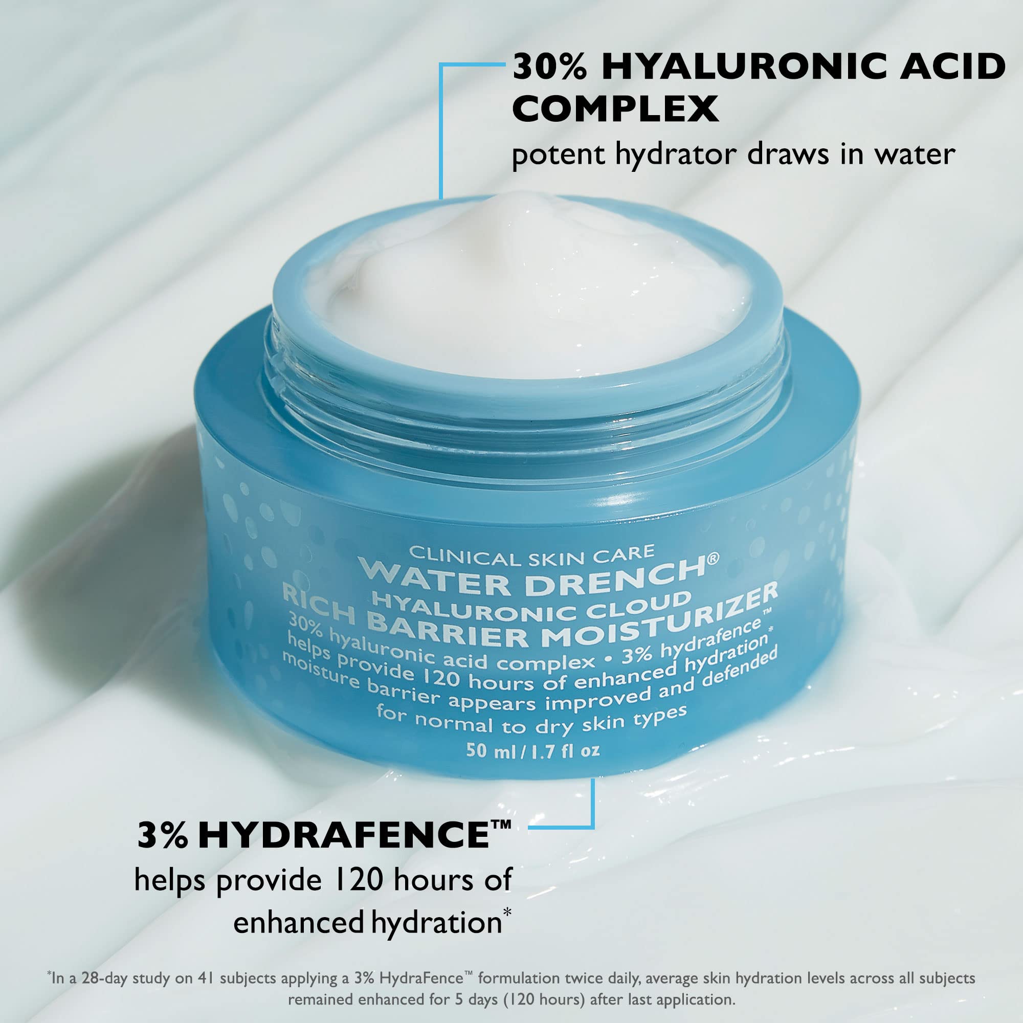 Peter Thomas Roth Water Drench® Hyaluronic Cloud Rich Barrier Moisturizer - Hydrating Face Cream with Hyaluronic Acid for Dry Skin, Skin Barrier Repair - Perfect for Daily Skincare Routine & Nighttime Hydration