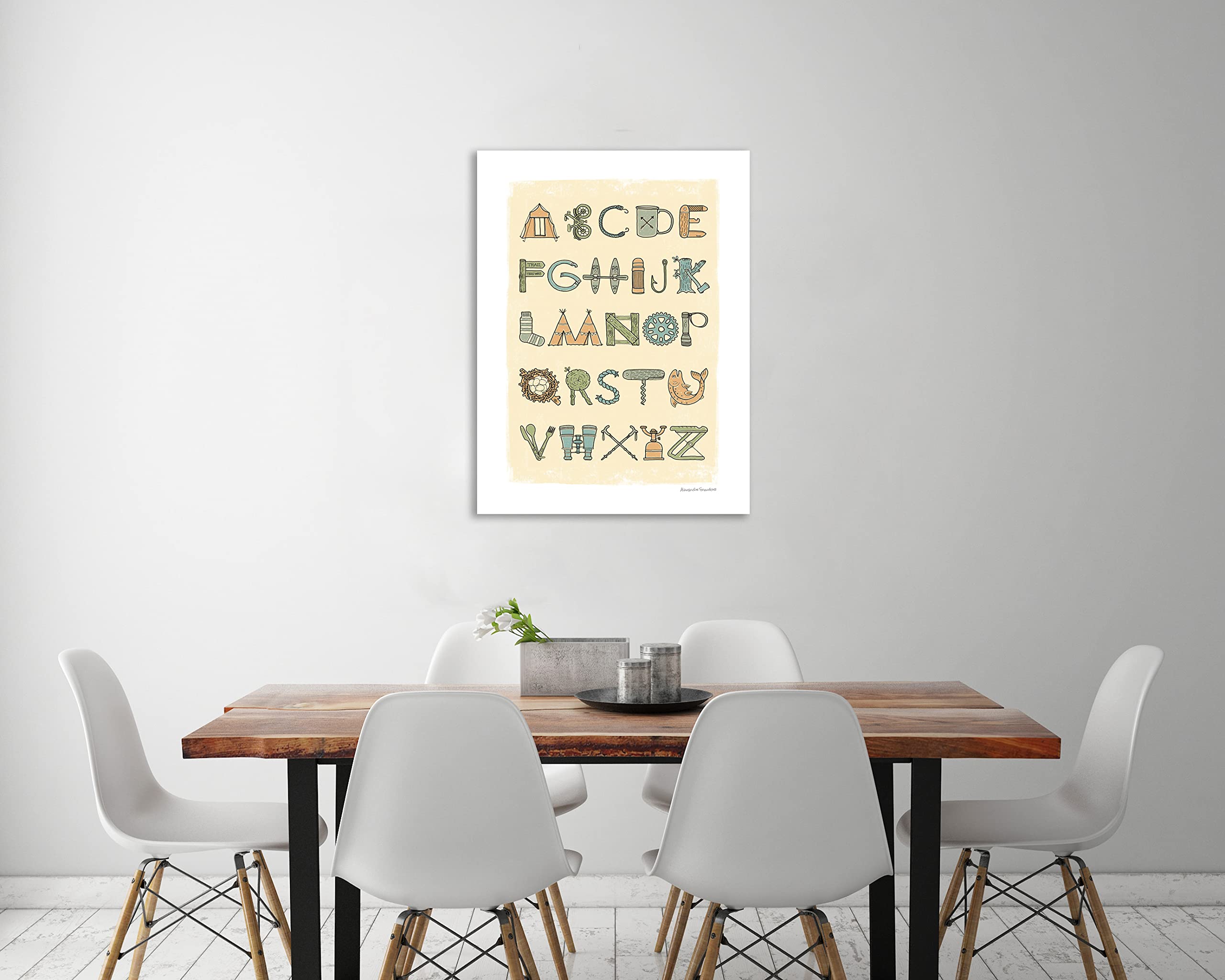 Jaxson Rea Camping Alphabet Gallery Wrapped Canvas Print by Alexandra Snowdon - 30x40 Inch Nature-Themed Wall Art for Kids Room, Nursery, or Cabin Decor