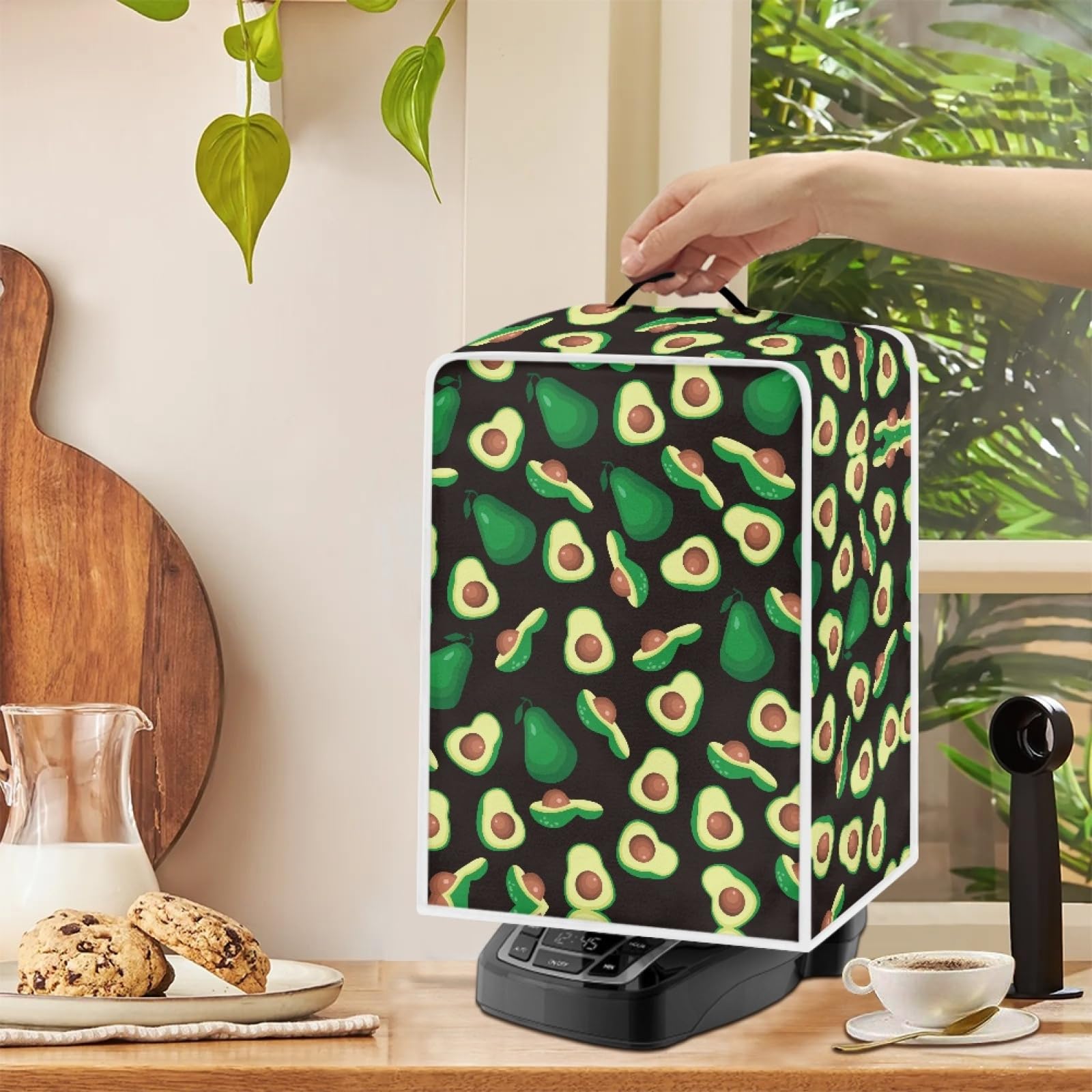 GLENLCWE Green Avocado Polyester Coffee Maker Cover - Dustproof & Fingerprint Resistant Appliance Cover for Kitchen (Fits Coffee Makers, Stand Mixers & Juice Makers) - Perfect for Home, Office & Cafe Use