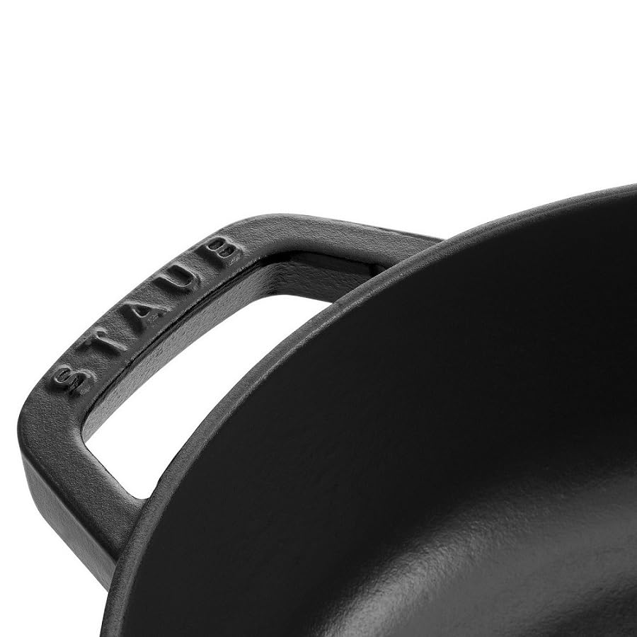 STAUB 28cm Round Cast Iron Dutch Oven with Lid - Black Enameled Cookware for All Cooktops, Heat Retention, Oven Safe to 500°F | Perfect for Braising, Stewing, Baking Bread & Serving | Made in France | Ideal for Home Chefs & Gourmet Cooking