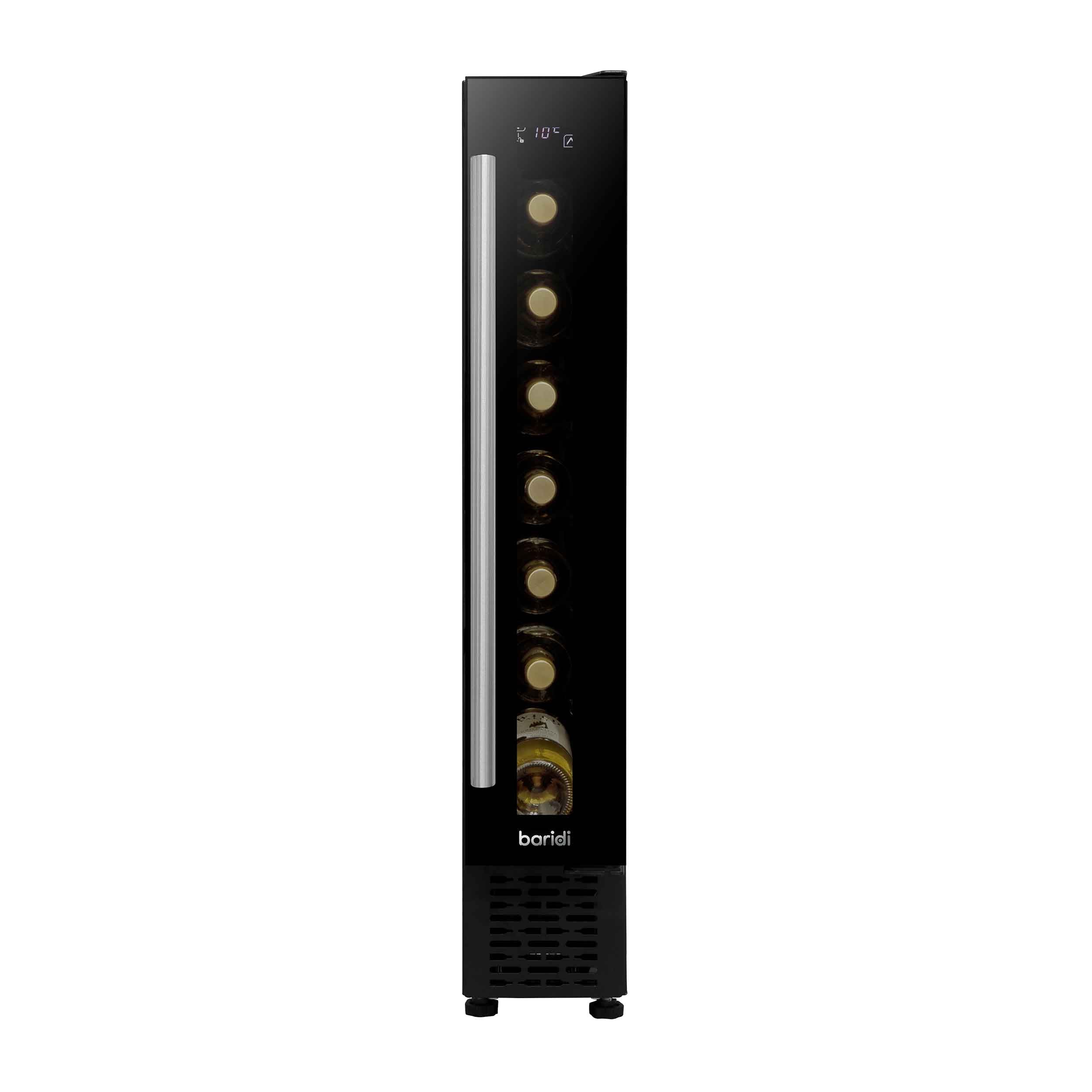 Baridi 7 Bottle 15cm Slim Wine Cooler with Digital Touch Screen Controls - Black (DH76) | Compact Wine Fridge for Kitchen, Bar, Office & Small Spaces