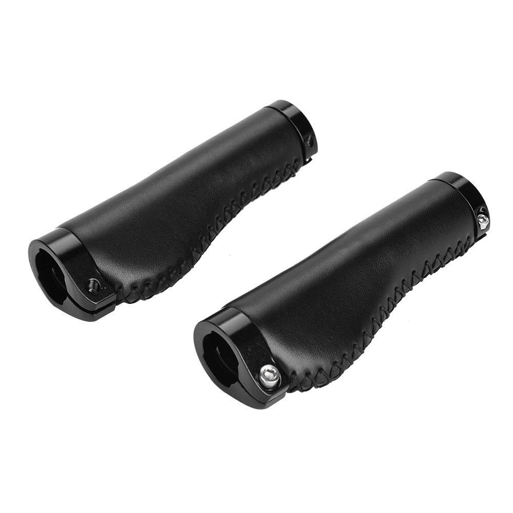 Premium Leather Bike Handle Grips - Comfortable & Durable E-Bike Grips for Road, Mountain & Commuter Bikes - Perfect for Long Rides & Urban Cycling