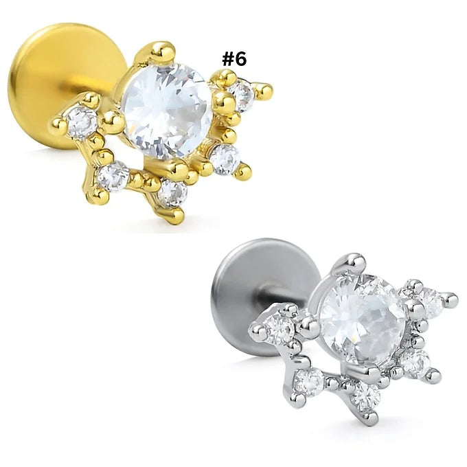 20G Surgical Steel Cartilage Earrings - Star & Moon Studs for Helix, Tragus, Conch Piercing | Hypoallergenic Body Jewelry for Women & Men | Perfect for Everyday Wear & Special Occasions