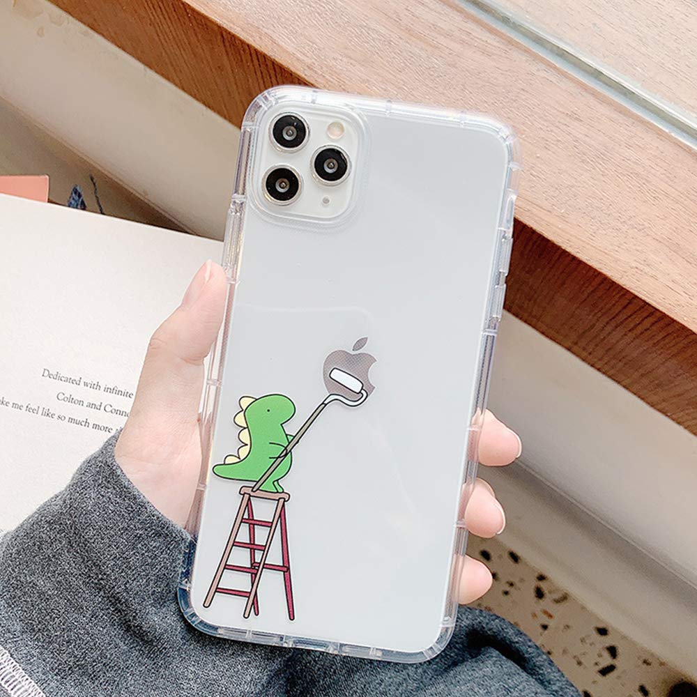 Funny Dinosaur iPhone 11 Pro Max Case - Cute Animal Embossed TPU Rubber Cover | Slim Lightweight Shockproof Protective Phone Case for iPhone 11 Pro Max (Clear) | Perfect for Daily Use, Work & Outdoor Activities