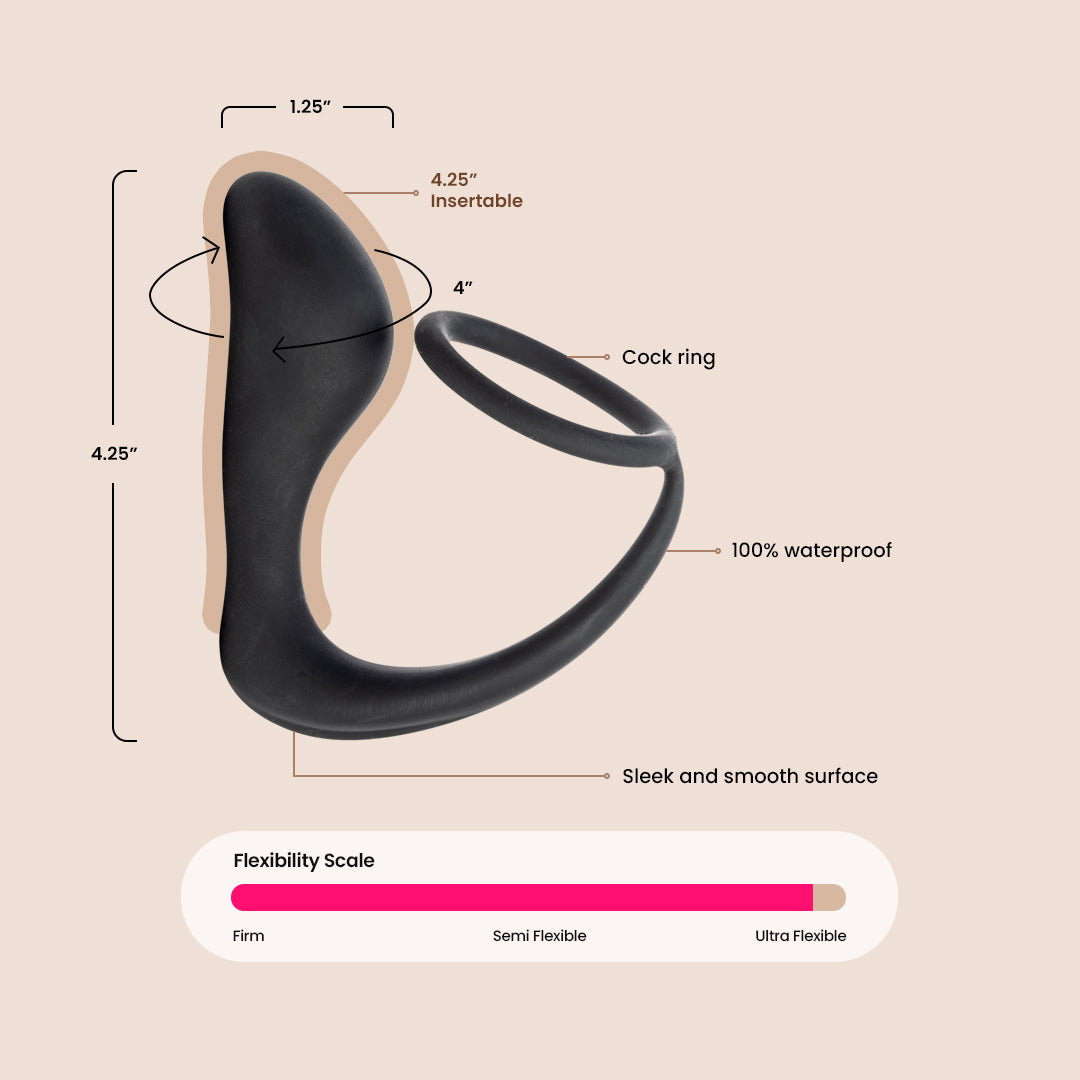 SIMPLI Prostate Massager with Cock Ring - Dual Stimulation Anal Plug for Men | Enhance Pleasure & Performance | Perfect for Solo Play & Couples Use