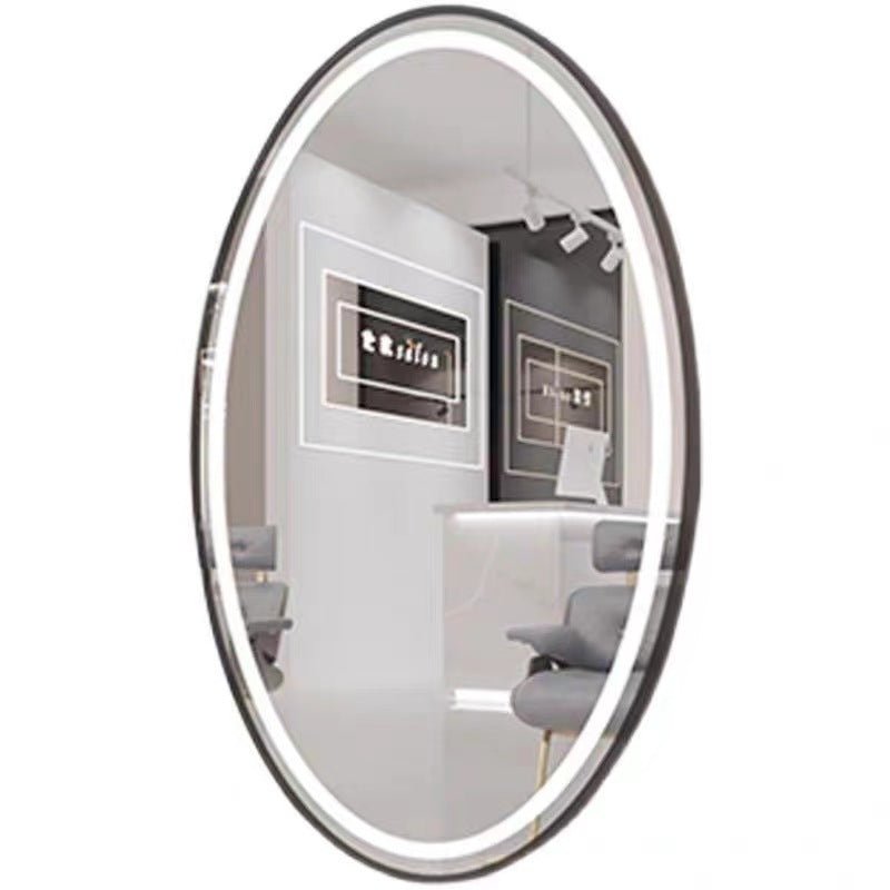 Professional Ellipse Oval LED Salon Mirror with Adjustable Brightness - Perfect for Makeup, Hairstyling & Beauty Treatments at Home or Salon