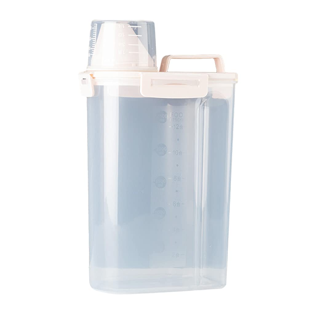 Fenteer Large Pet Food Storage Container with Measuring Cup & Handle - Airtight Dog & Cat Food Storage for Treats, Dry Kibble - Perfect for Home, Travel & Outdoor Use - Beige
