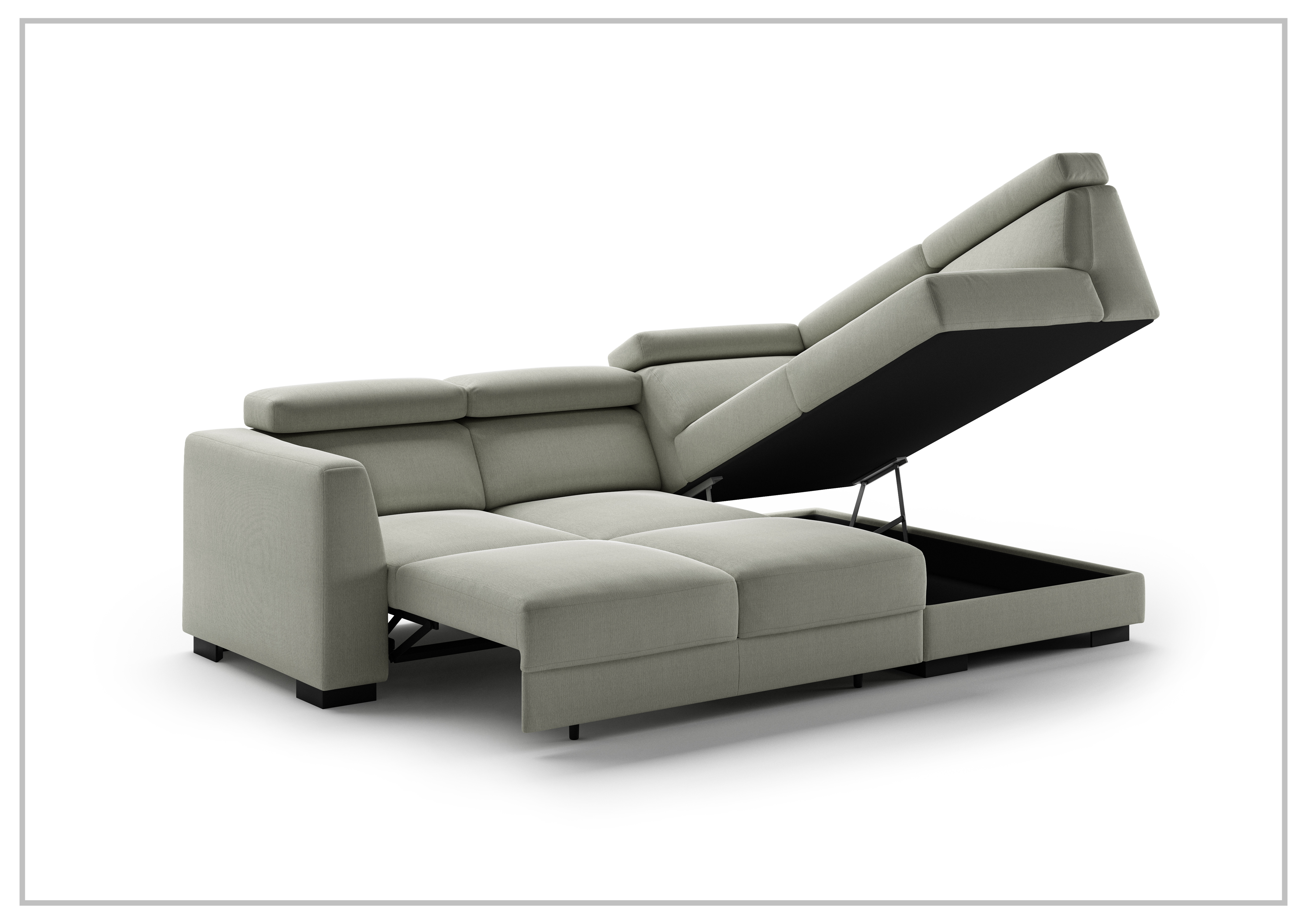 Luonto Halti Fabric Full XL Sectional Sleeper Sofa with Chaise and Storage | Modern Convertible Sleeper Sectional for Living Room, Guest Room & Small Spaces