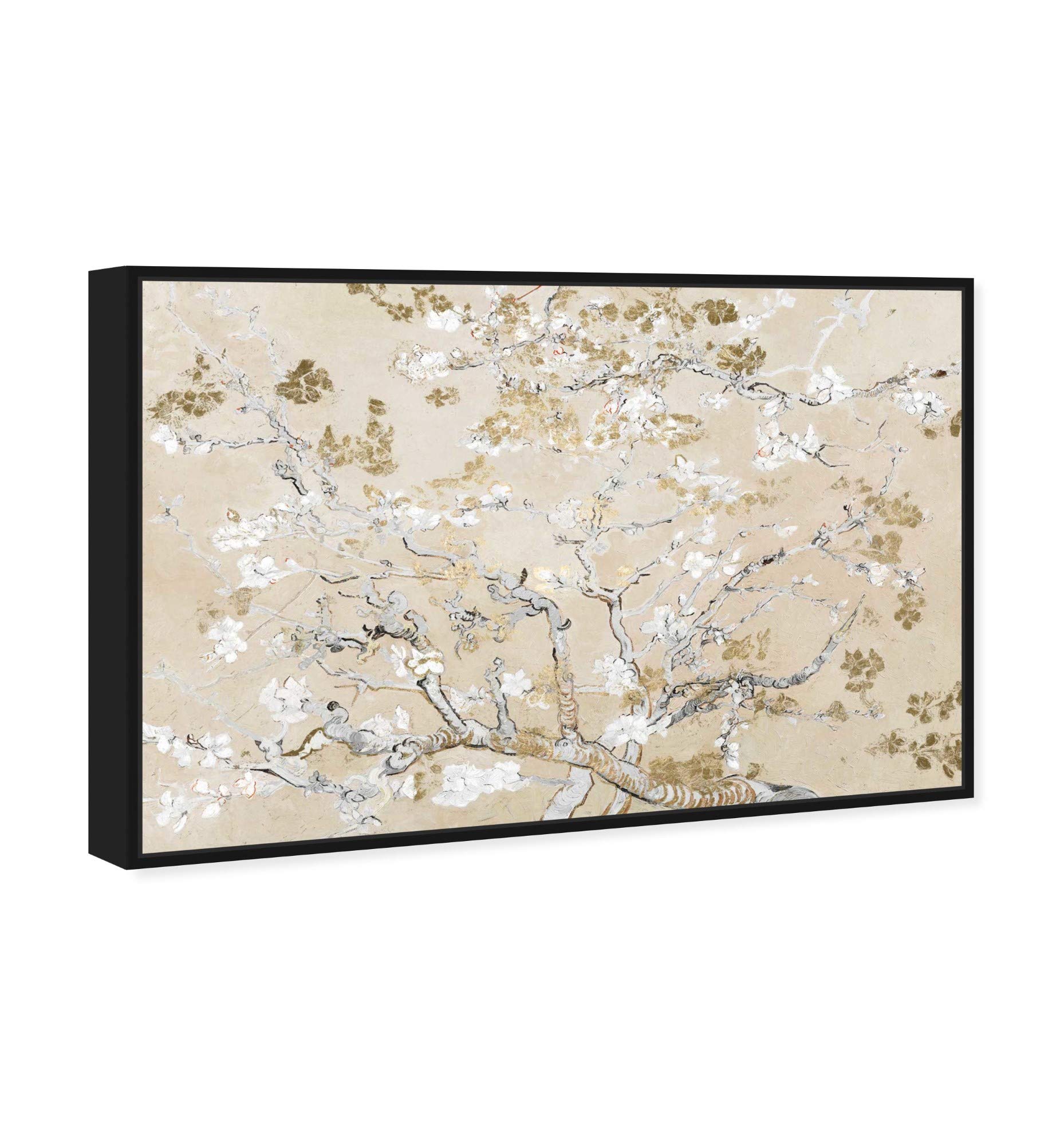 Oliver Gal Van Gogh Golden Blossoms Canvas Wall Art Print - 54x36 Inch Black Floater Frame - Modern Home Decor for Living Room, Bedroom & Bathroom - Perfect for Gallery Walls & Office Spaces