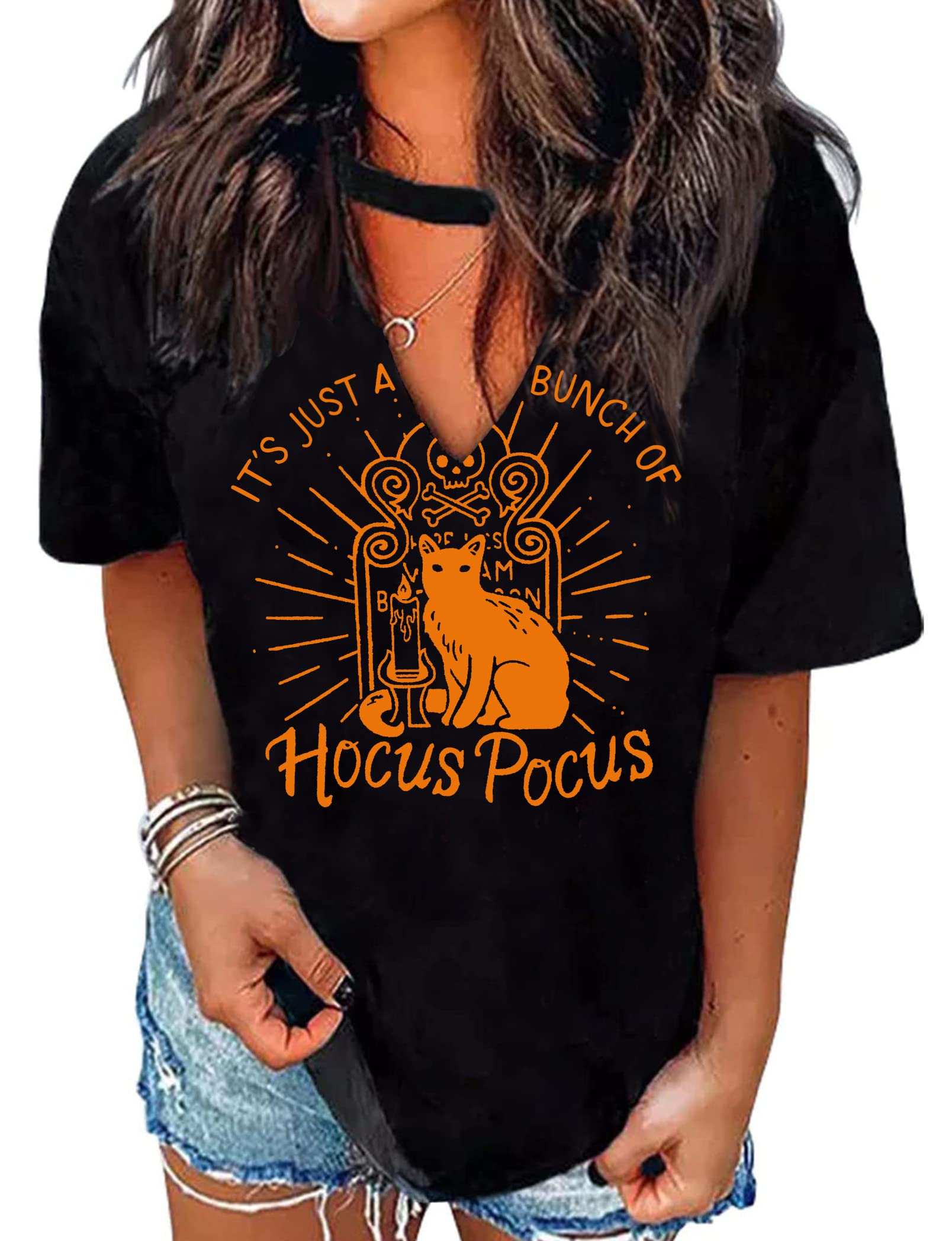 MAIHUN Halloween T-Shirt for Women - Hocus Pocus Sanderson Sisters Horror Movie Tee | Scary Squad Graphic Top for Halloween Parties & Horror Movie Nights