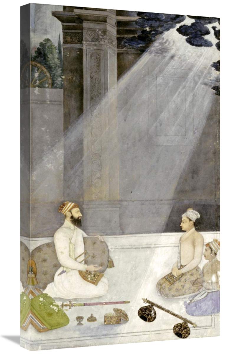 30 Inch Mughal School Noble with Attendants Art Print - Vintage Indian Wall Decor for Living Room, Bedroom & Office
