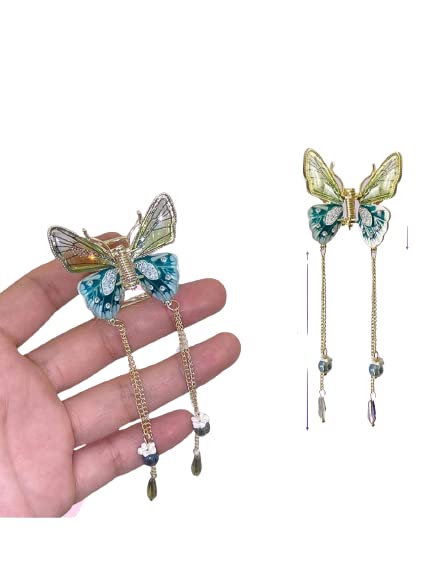 Elegant Diamond Butterfly Hair Clip for Women - Pearl & Stone Hair Accessories for Girls, Wedding, Party & Everyday Use - Metal Hair Clutcher & Claw Clip (1 Pc)