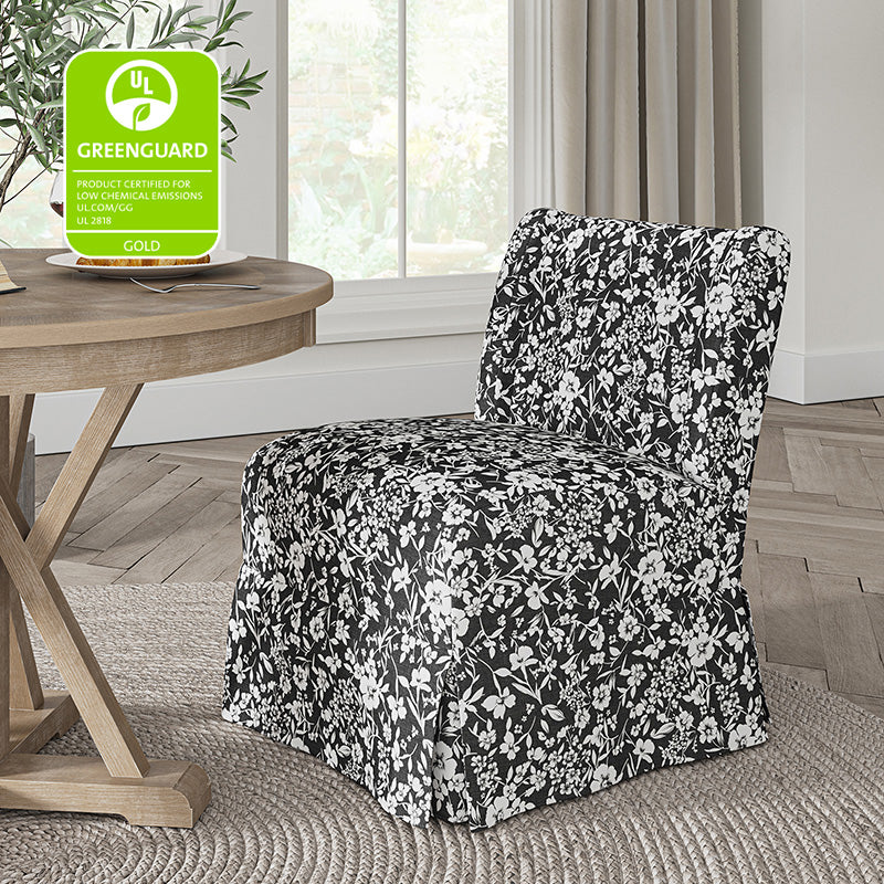 Ellmar Slipper Chair with Washable Slipcover & Solid Wood Legs - Comfortable Accent Chair for Living Room, Bedroom or Office - Perfect Reading Chair & Lounge Seat for Small Spaces