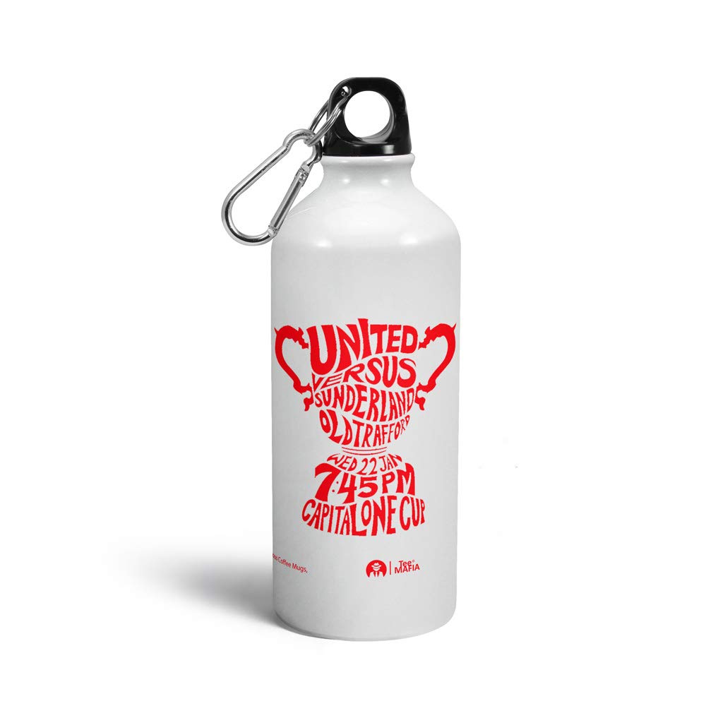 Tee Mafia® Manchester United Printed Sipper Water Bottle - 600ml Insulated Football Thermos for Soccer Fans, Gym & Travel | Official Man Utd Merchandise Gift for Red Devils Supporters