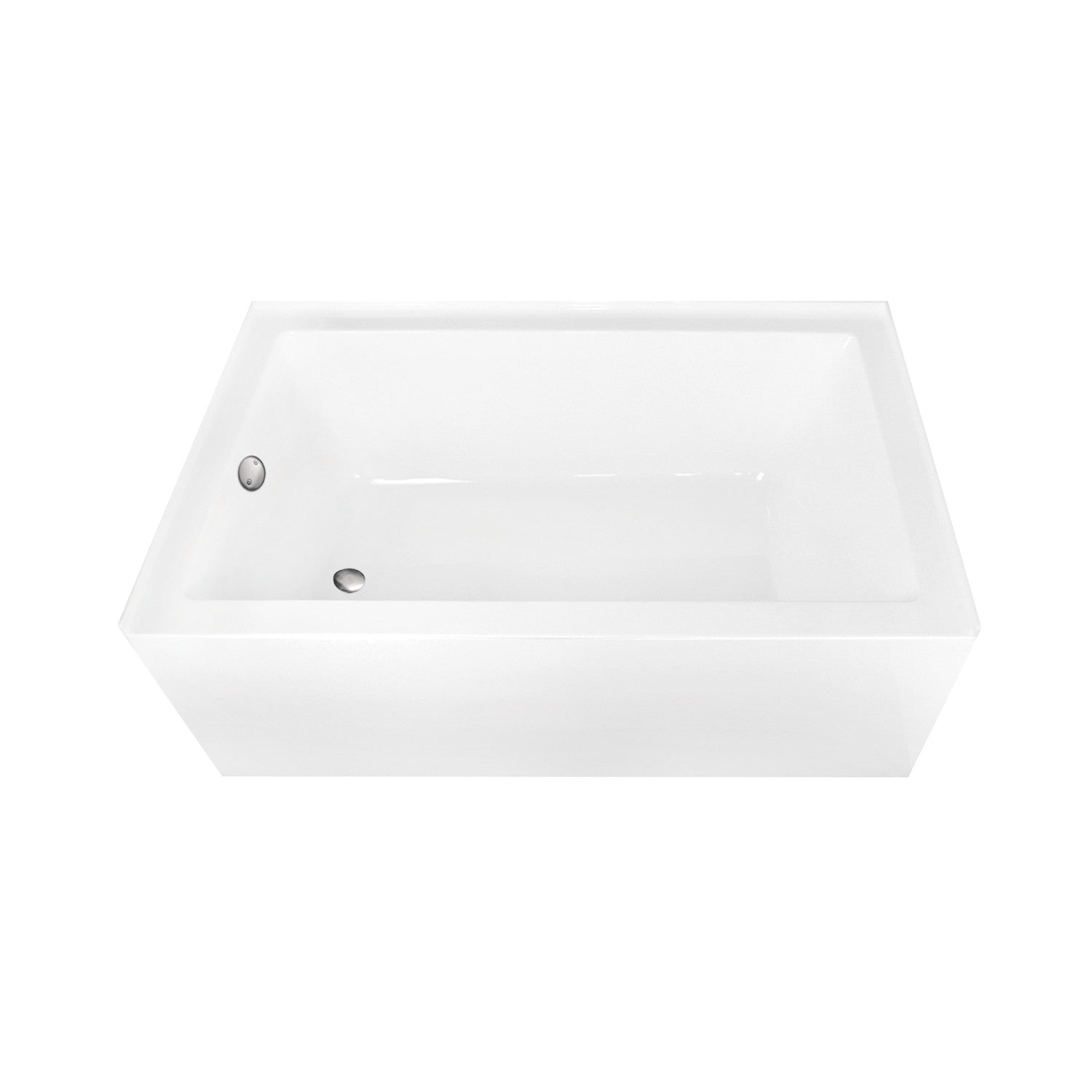 Aqua Eden 60 Inch Acrylic Rectangular 3 Wall Alcove Bathtub - Left Hand Drain, Glossy White with Brushed Nickel Finish | Perfect for Modern Bathroom Renovations and Spa-Like Retreats