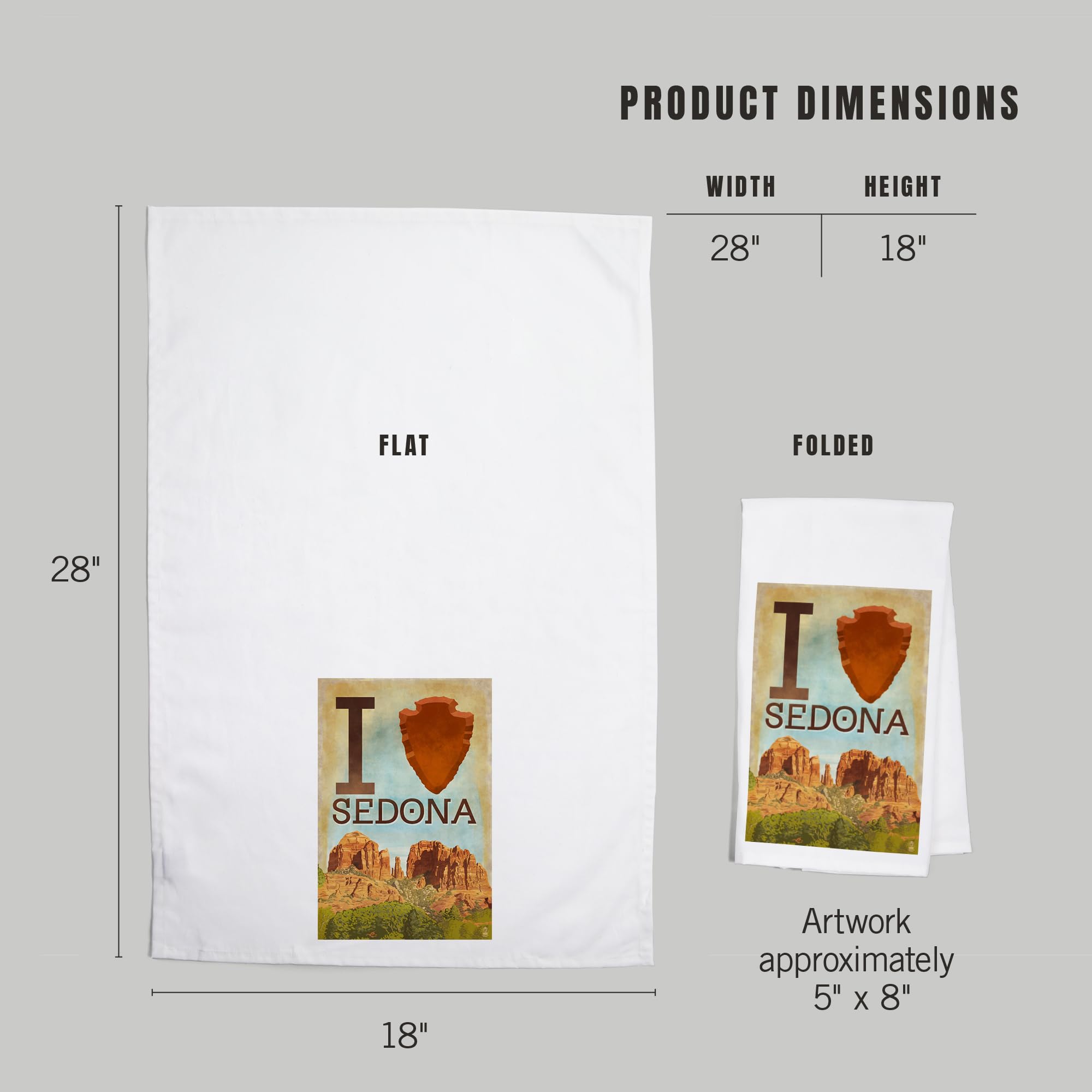 Lantern Press I Heart Sedona Arizona - 100% Cotton Tea Towel & Decorative Hand Towel for Kitchen, Home Decor, Housewarming Gift - Perfect for Drying Dishes, Decorating, and Gifting
