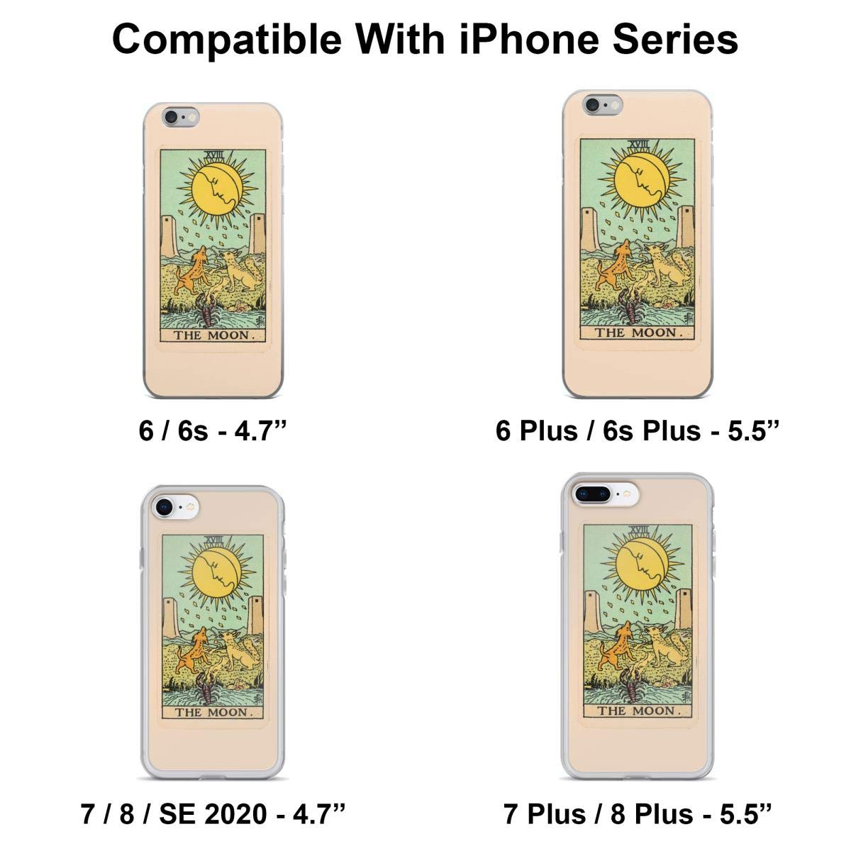 The Moon Tarot Card Phone Case - Compatible with iPhone 15/14/13/12/11/X/Xs/Xr/8/7/6/6s Plus/Pro Max - Clear Protective Cover - Perfect for Mystic Lovers & Spiritual Protection