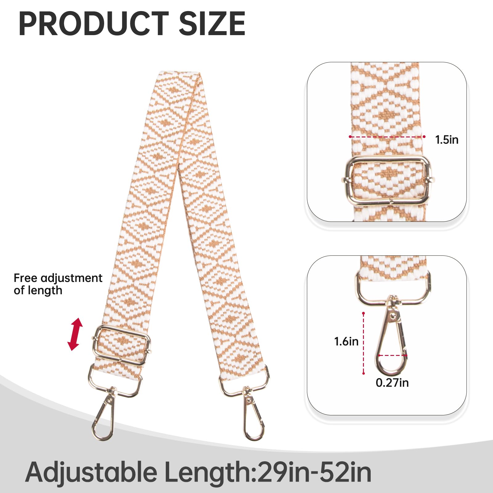 Adjustable Crossbody Bag Straps for Women - Replacement Wide Shoulder Strap for Handbags & Purses - Perfect for Everyday Use, Travel & Shopping