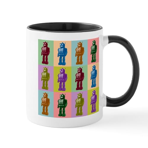 White/Black Inside - Pop Art Robots Coffee Mug