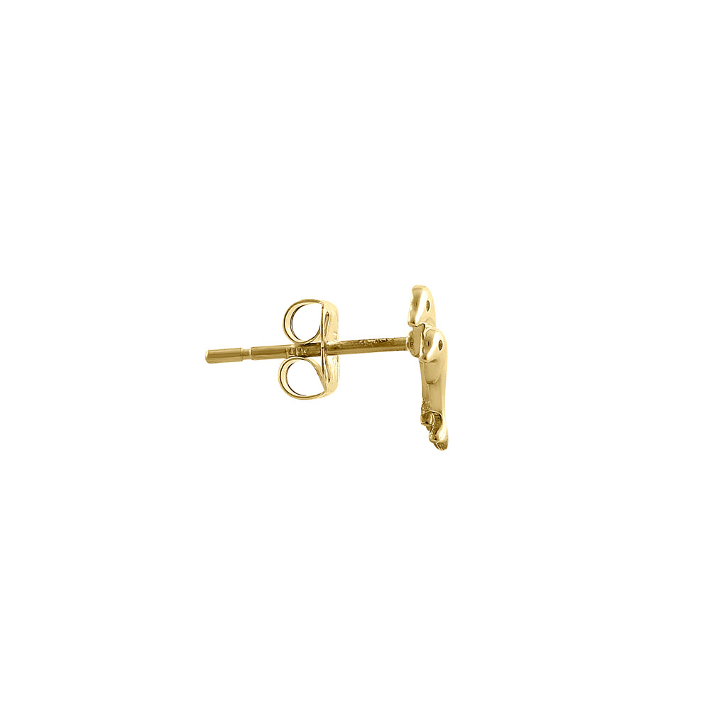 14K Solid Yellow Gold Twin Dolphin Stud Earrings - Perfect for Beach Vacations, Summer Parties & Ocean Lover Gifts