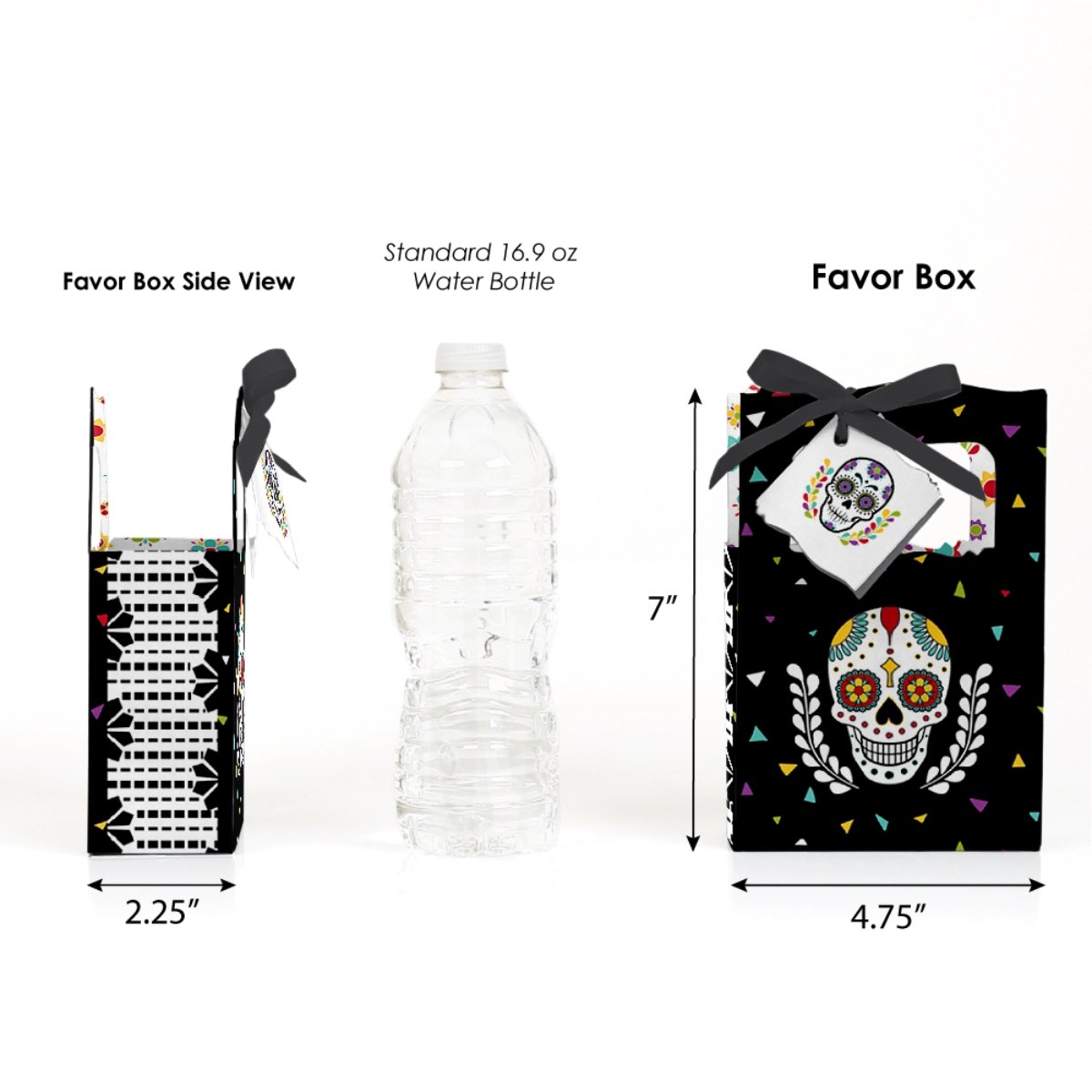 Day of the Dead Sugar Skull Party Favor Boxes - Set of 12 Colorful Halloween Treat Bags for Dia de los Muertos Celebrations, Themed Parties & Gift Giving