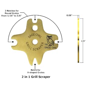 Sage Owl Bristle-Free Brass BBQ Grill Scraper with 21.5