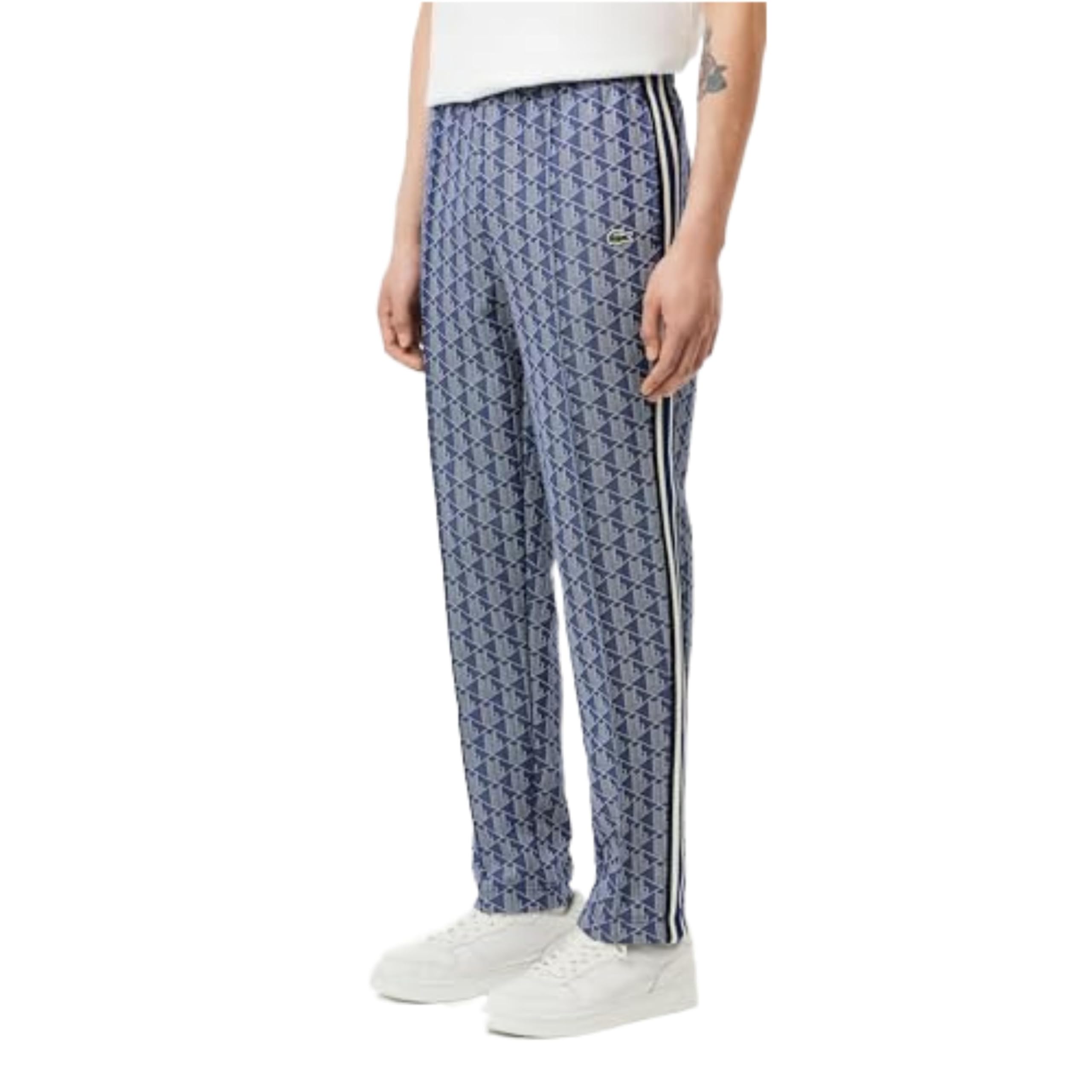 Lacoste Men's Monogram Print Casual Pants - Comfortable Slim Fit Trousers for Work, Travel & Everyday Wear