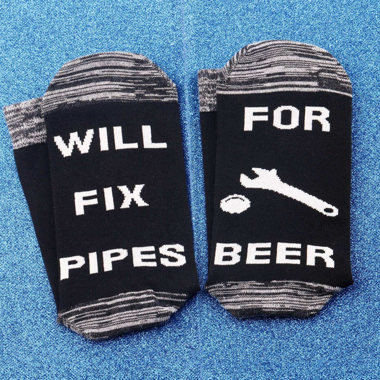 Funny Plumber Socks for Men - 2 Pairs Pipe Layer Socks with Beer & Tool Designs - Perfect Gifts for Plumbers, Pipefitters & DIY Enthusiasts - Great for Work, Gag Gifts & Casual Wear