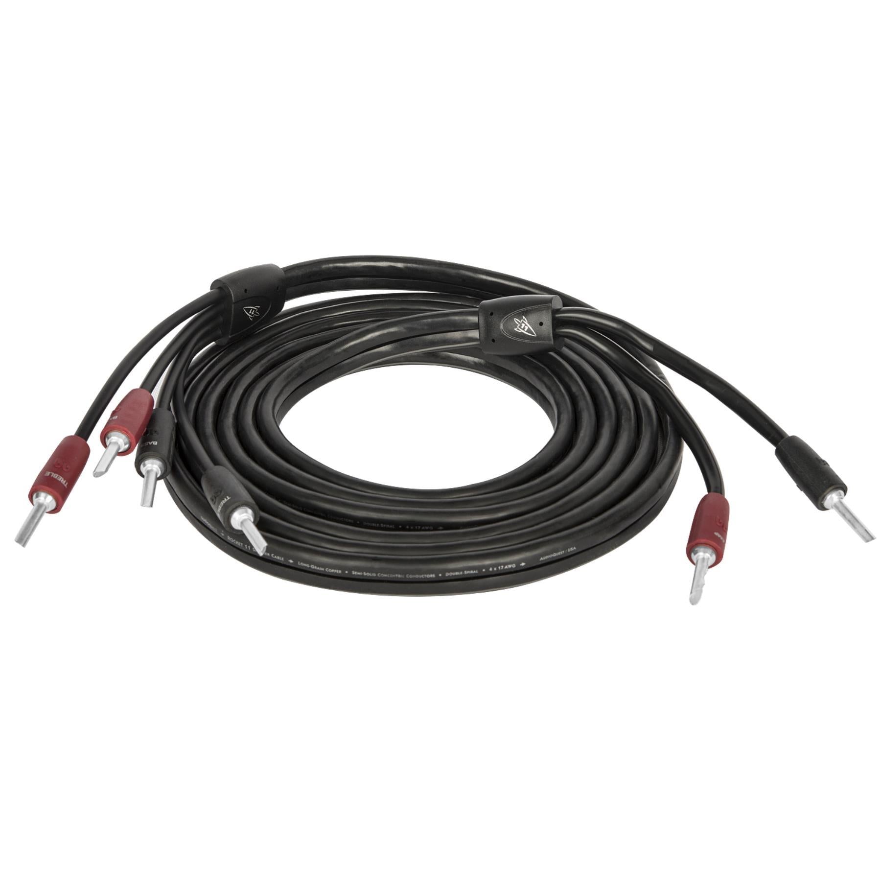AudioQuest Rocket 11 High-Performance Speaker Cables - Premium Oxygen-Free Copper Conductors for Crystal Clear Audio - Perfect for Home Theater Systems & Hi-Fi Speakers