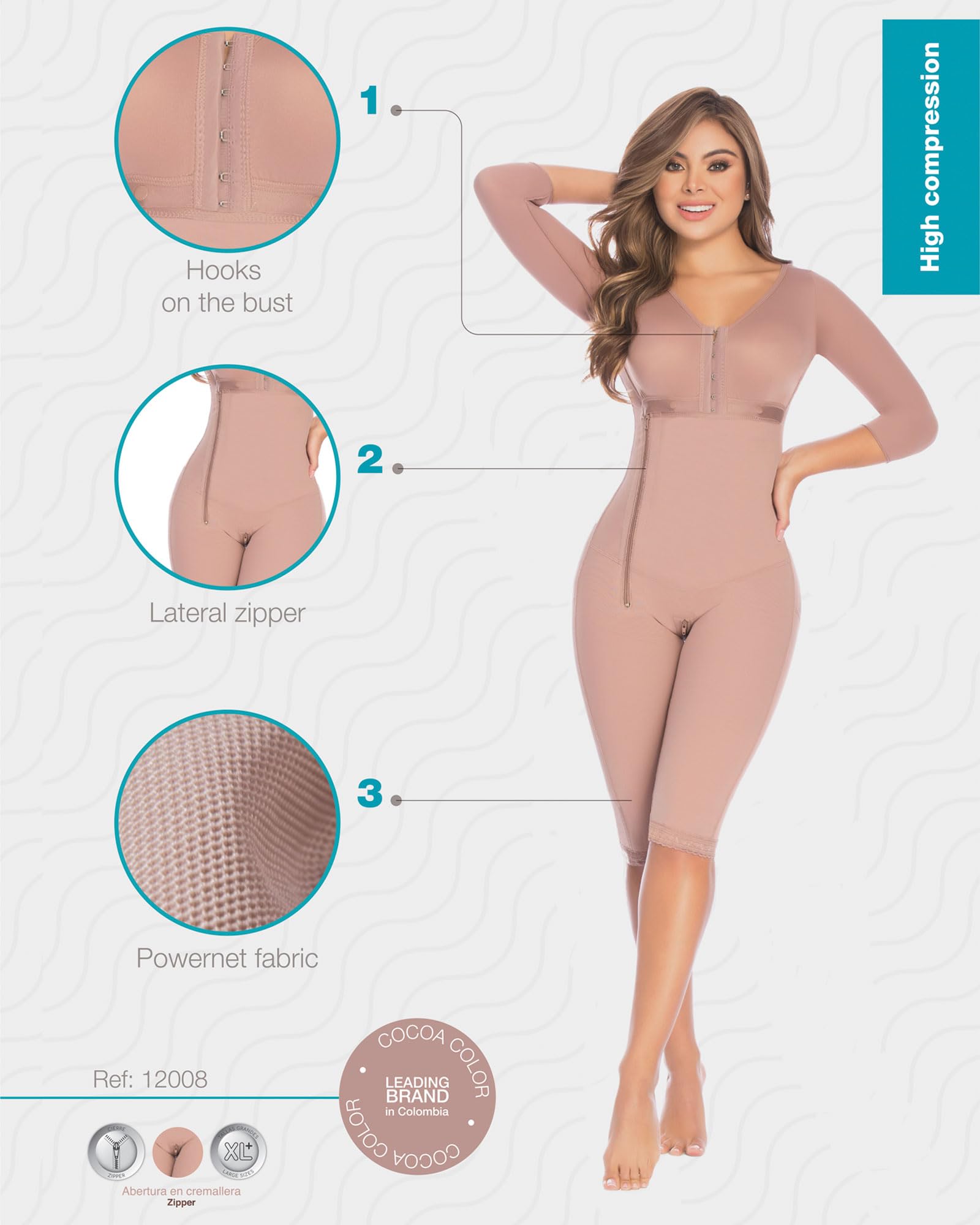 FAJAS DISENOS D'PRADA DELIÉ Colombian Shapewear 008 - High Compression Tummy Control Waist Trainer for Women - Postpartum Recovery, Lipo Garment, Body Shaper for Daily Wear & Special Occasions