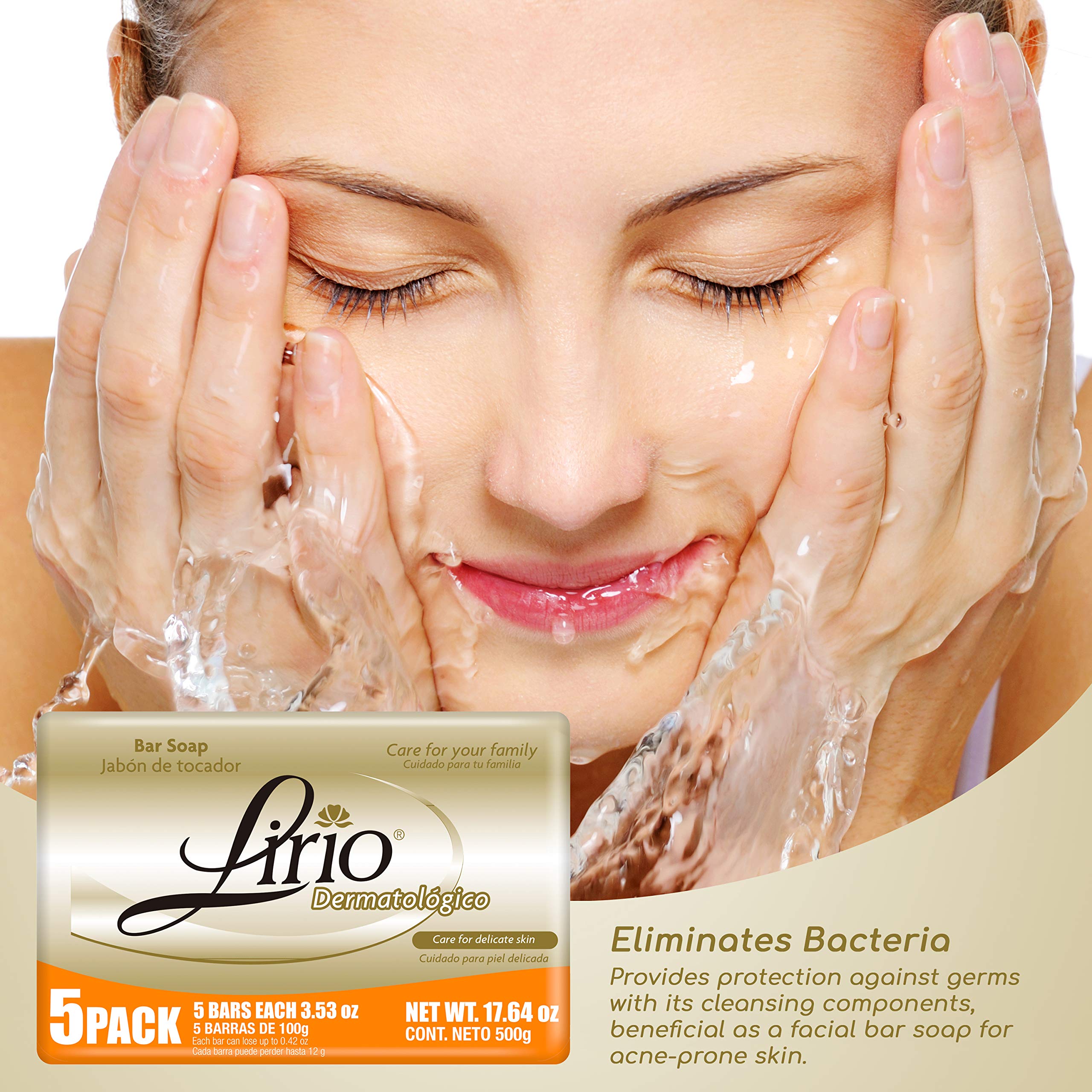Lirio Derma Bar Soap - Dermatologist Recommended Body Soap for Sensitive Skin, 3.5oz (Pack of 5) - Gentle Cleansing for Eczema, Psoriasis & Dry Skin - Ideal for Daily Shower & Bath Use