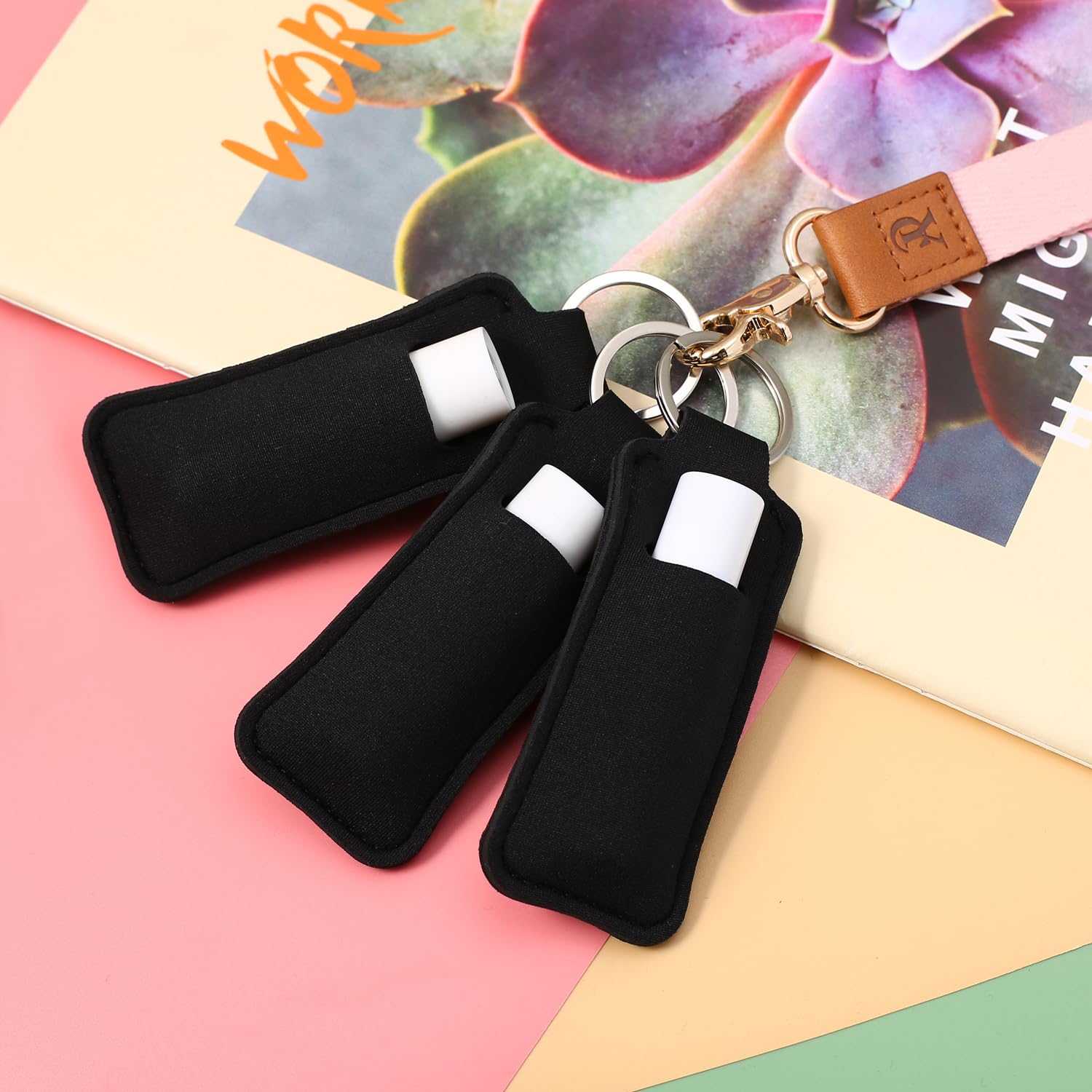 COOKOOKY Cute Lip Balm Keychain Holder with Clip - Chapstick Holder for Keys, Purse, Backpack - Perfect for Travel, Gym, and Everyday Use