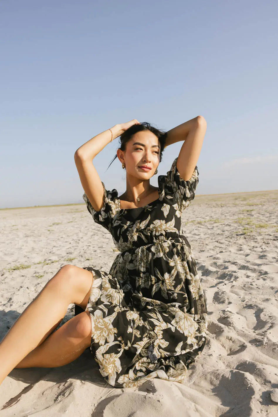 Olivera Floral Midi Dress - Women's Summer Boho Flowy Dress with Pockets | Perfect for Beach Vacations, Date Nights & Outdoor Weddings