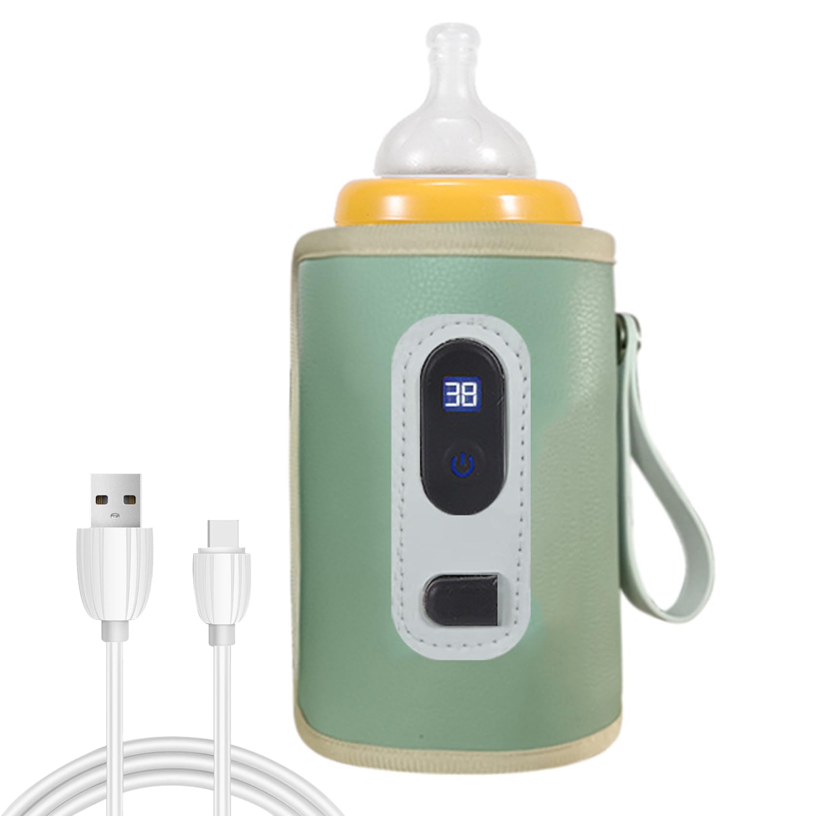 **USB Baby Bottle Warmer - 5 Adjustable Temperature Settings with LCD Display, Portable Breast Milk Bottle Heating Bag for Indoor & Outdoor Use - Perfect for Travel, Home, and On-the-Go Parents**
