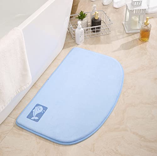 Premium Whale-Shaped Bath Rug Mat - Ultra Soft Memory Foam, Super Absorbent & Anti-Slip Bathroom Floor Mat - Half Moon Design (Light Blue, 50x80cm) for Cozy Bathroom Decor & Safe Shower Experience