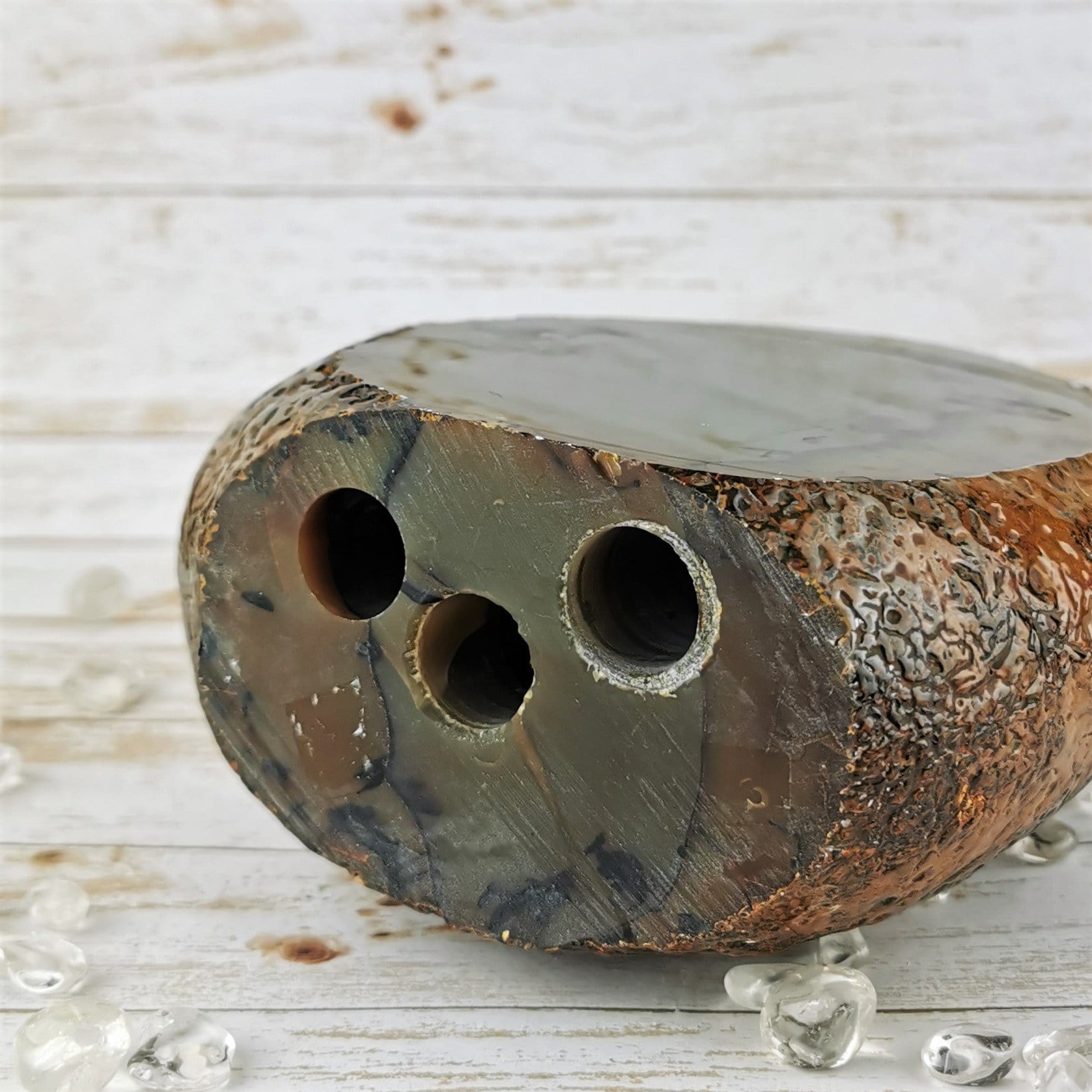 Natural Agate Fountain Topper - Handcrafted Stone Waterfall Spout for Outdoor Garden & Zen Decor | Perfect for Fountains, Ponds, and Meditation Spaces