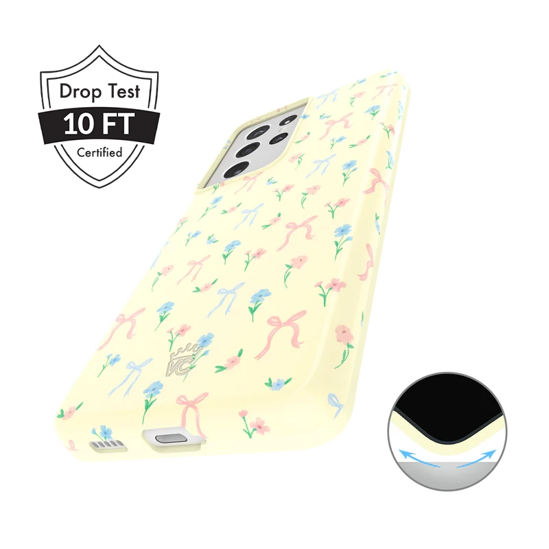 Buttercup Bows Cute Floral Samsung Phone Case - Protective Slim Fit Cover for Samsung Galaxy S23/S22/S21 - Perfect Gift for Women & Girls, Ideal for Everyday Use, Work & School
