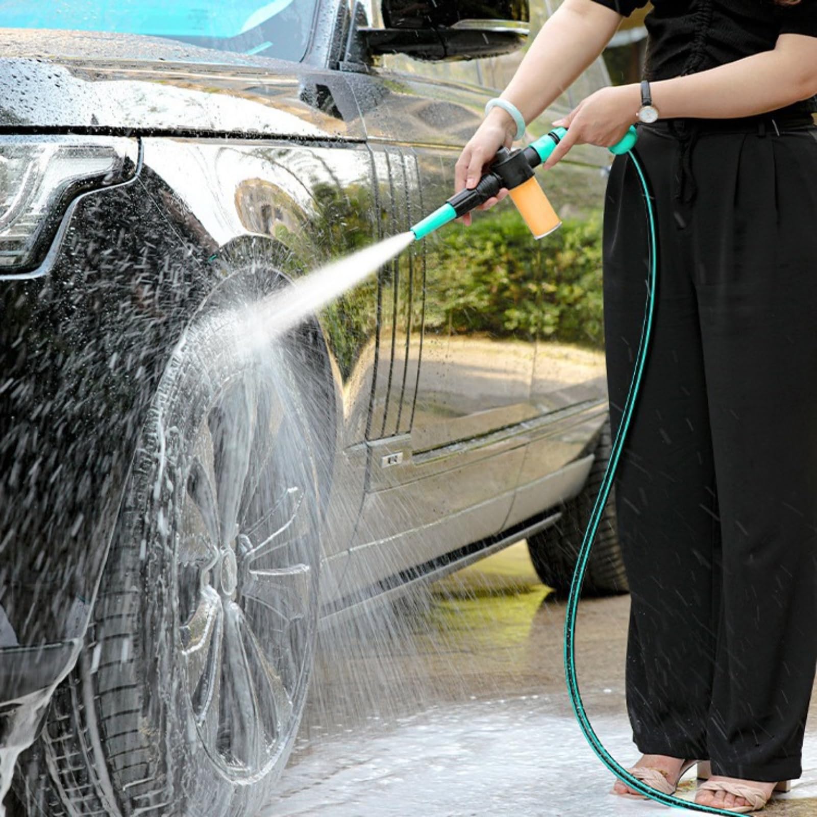 100ML Foam Water Gun for Garden & Car Washing | High Pressure Foamer Spray Bottle with Hose | Household Cleaning Accessories | Perfect for Outdoor Play, Vehicle Detailing & Plant Care